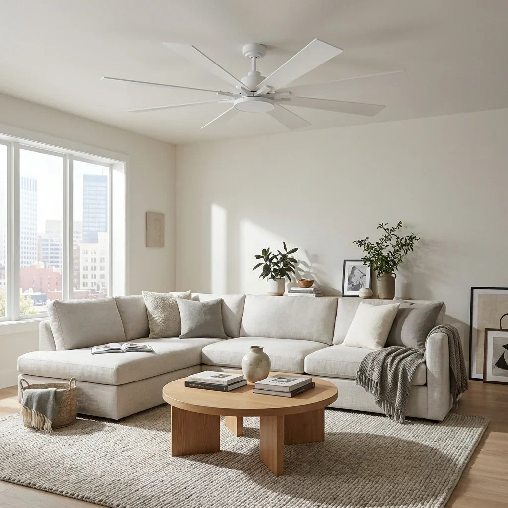 72 Inch Elbe Modern Downrod Mount Ceiling Fan with Light and Remote Control