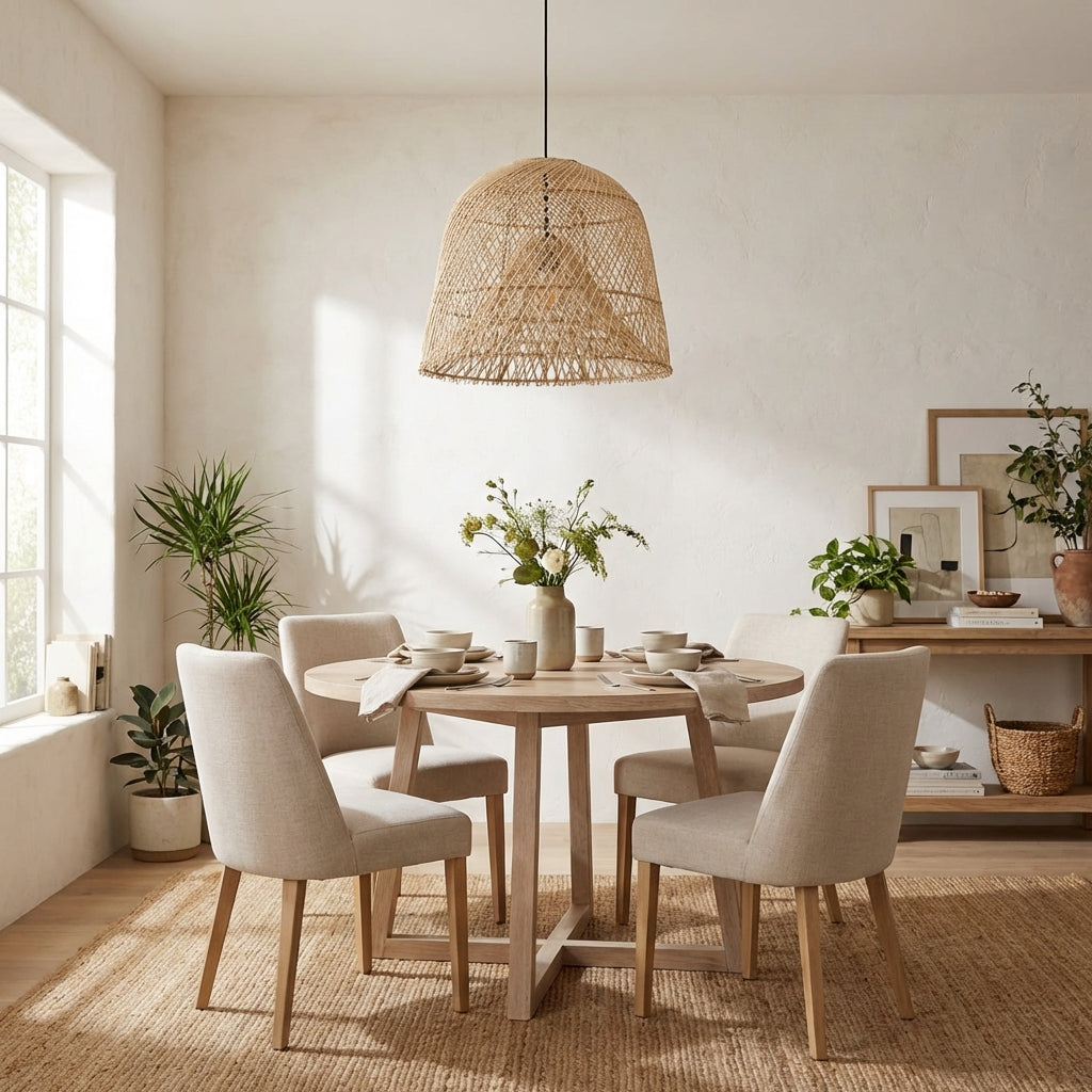 15" Wendell Bohemian Handwoven Rattan Island Pendant Light