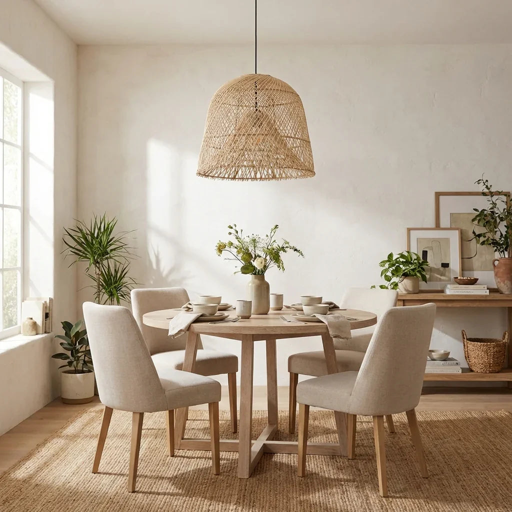 15" Wendell Bohemian Handwoven Rattan Island Pendant Light