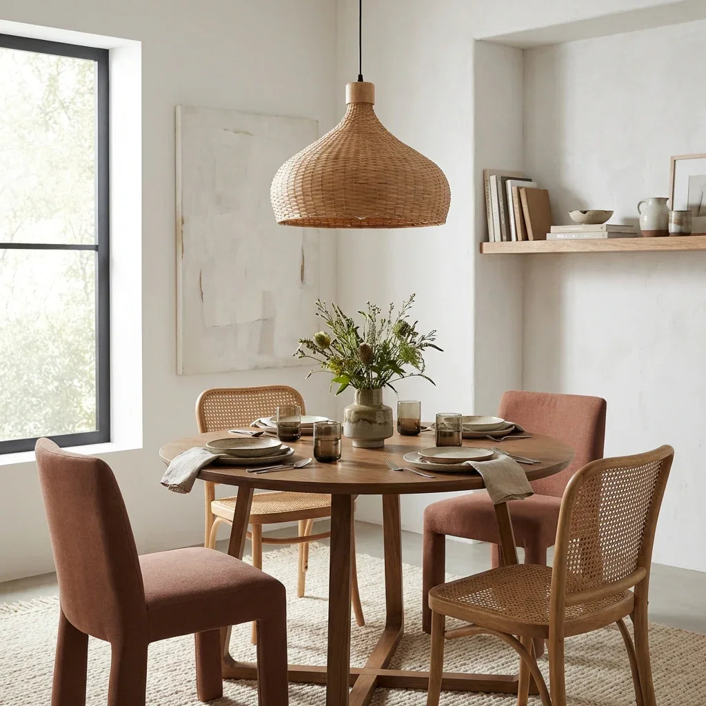 18" Winfred Bohemian Handwoven Bamboo Island Pendant Light