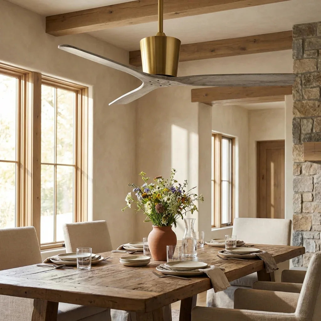 54 Inch Dylan Solid Wood Blades Downrod Mount Ceiling Fan with Remote Control