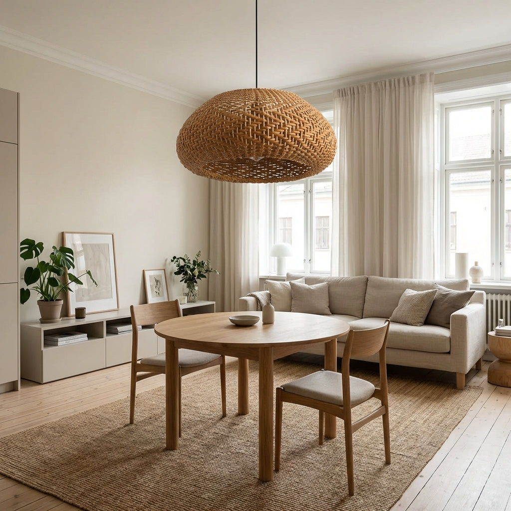 19" Walter Bohemian Handwoven Rattan Island Pendant Light