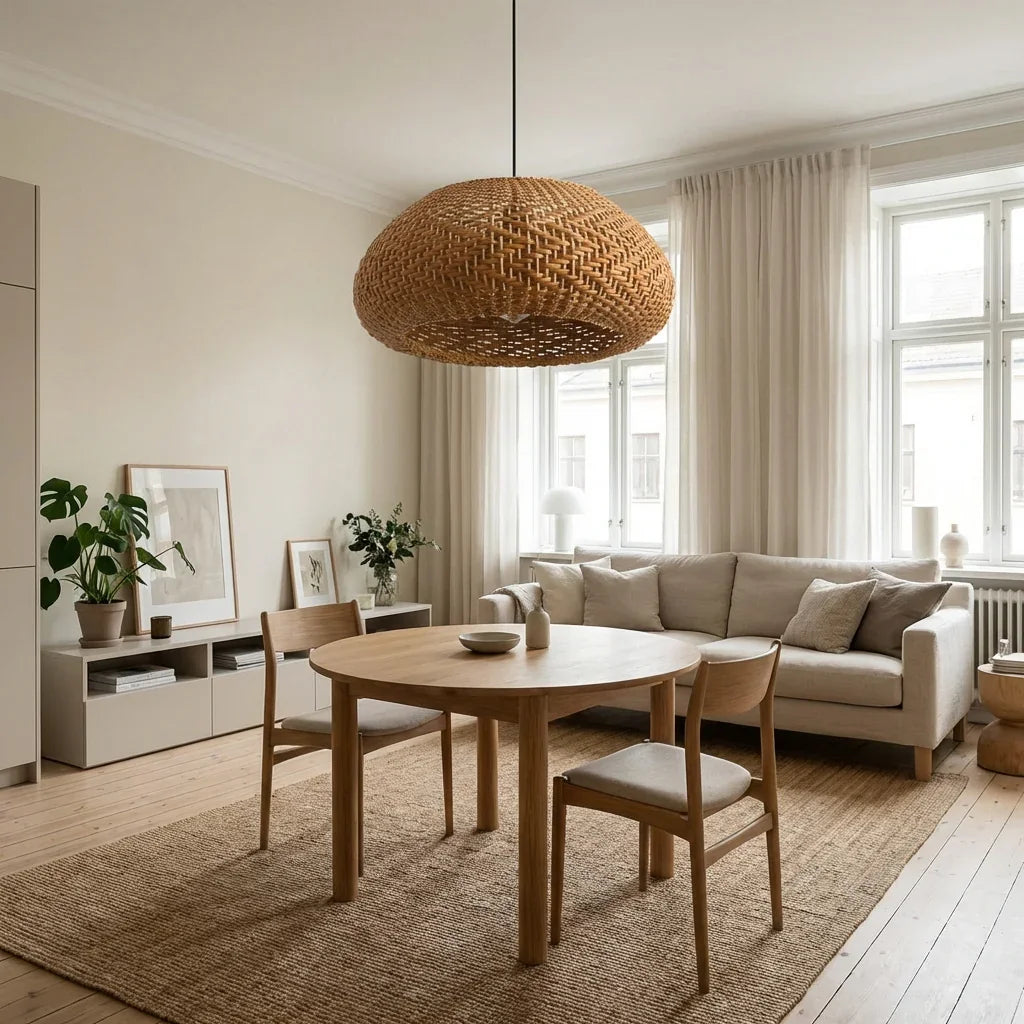 19" Walter Bohemian Handwoven Rattan Island Pendant Light