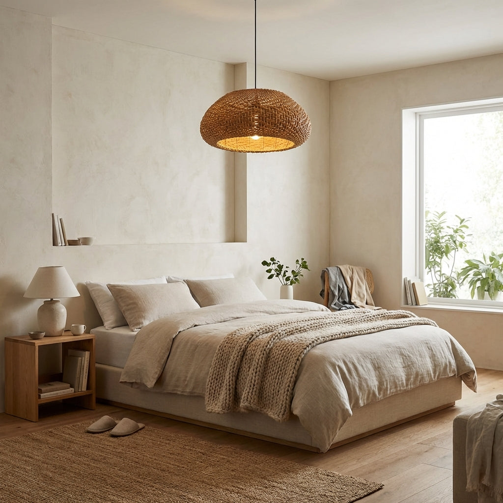 19" Walter Bohemian Handwoven Rattan Island Pendant Light