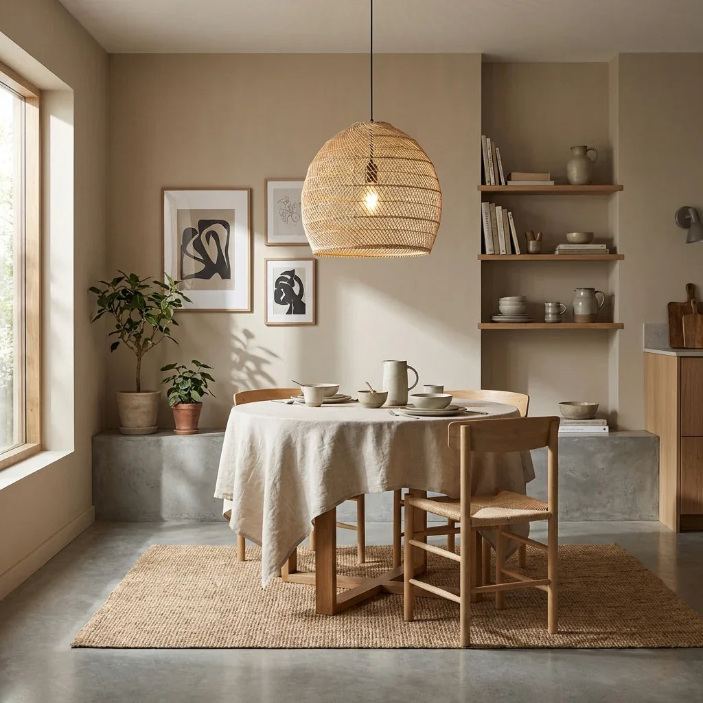 16" Virgil Bohemian Handwoven Rattan Island Pendant Light