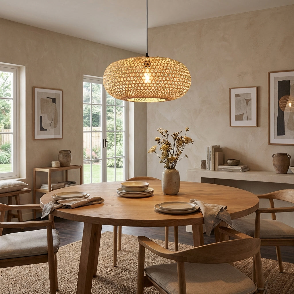 22" Vincent Bohemian Handwoven Bamboo Island Pendant Light