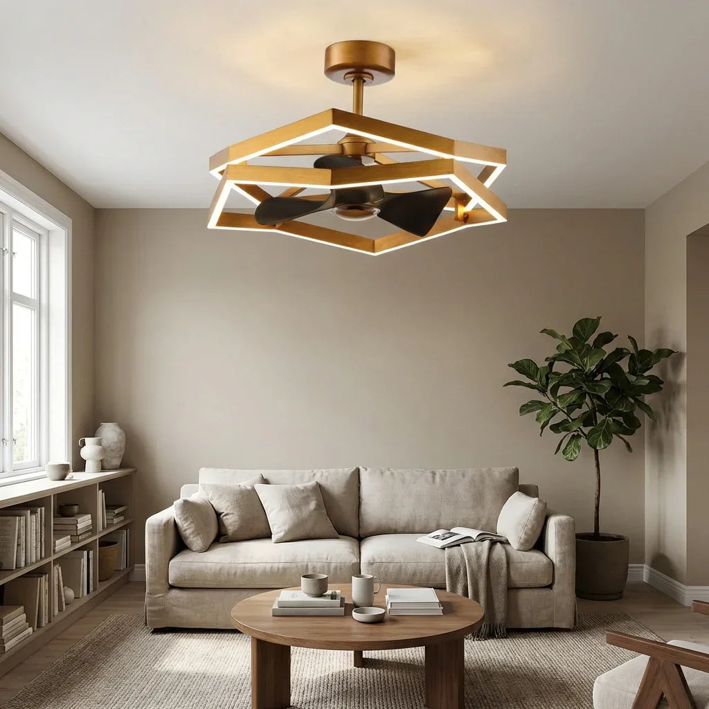 31 Inch Willie Antique Golden Luxury Fandelier with Light and Remote Control