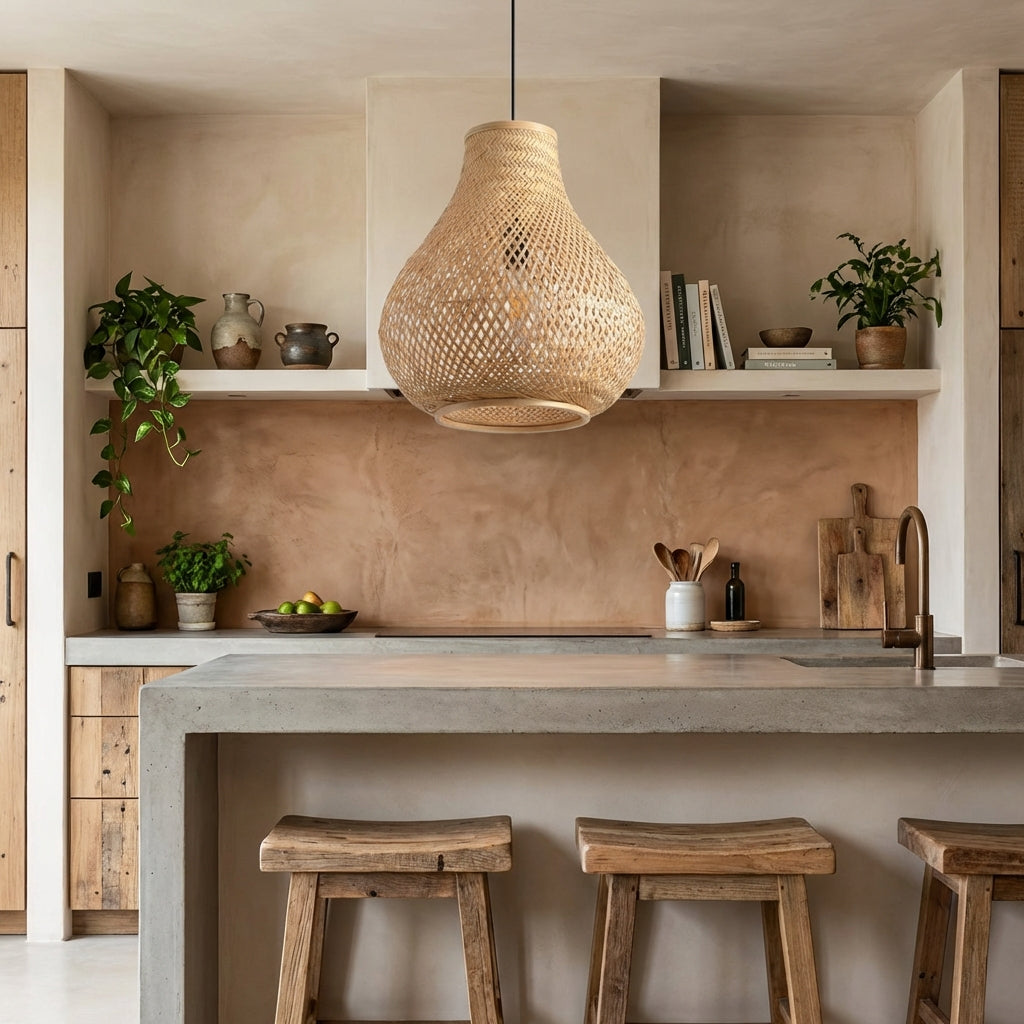 15" Troy Bohemian Handwoven Bamboo Island Pendant Light