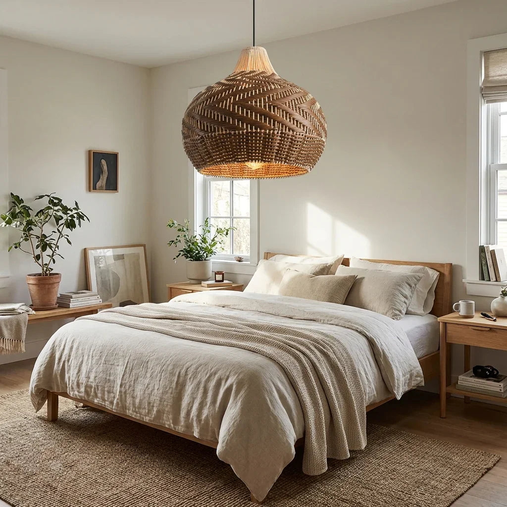 19" Tyrone Bohemian Handwoven Rattan Island Pendant Light