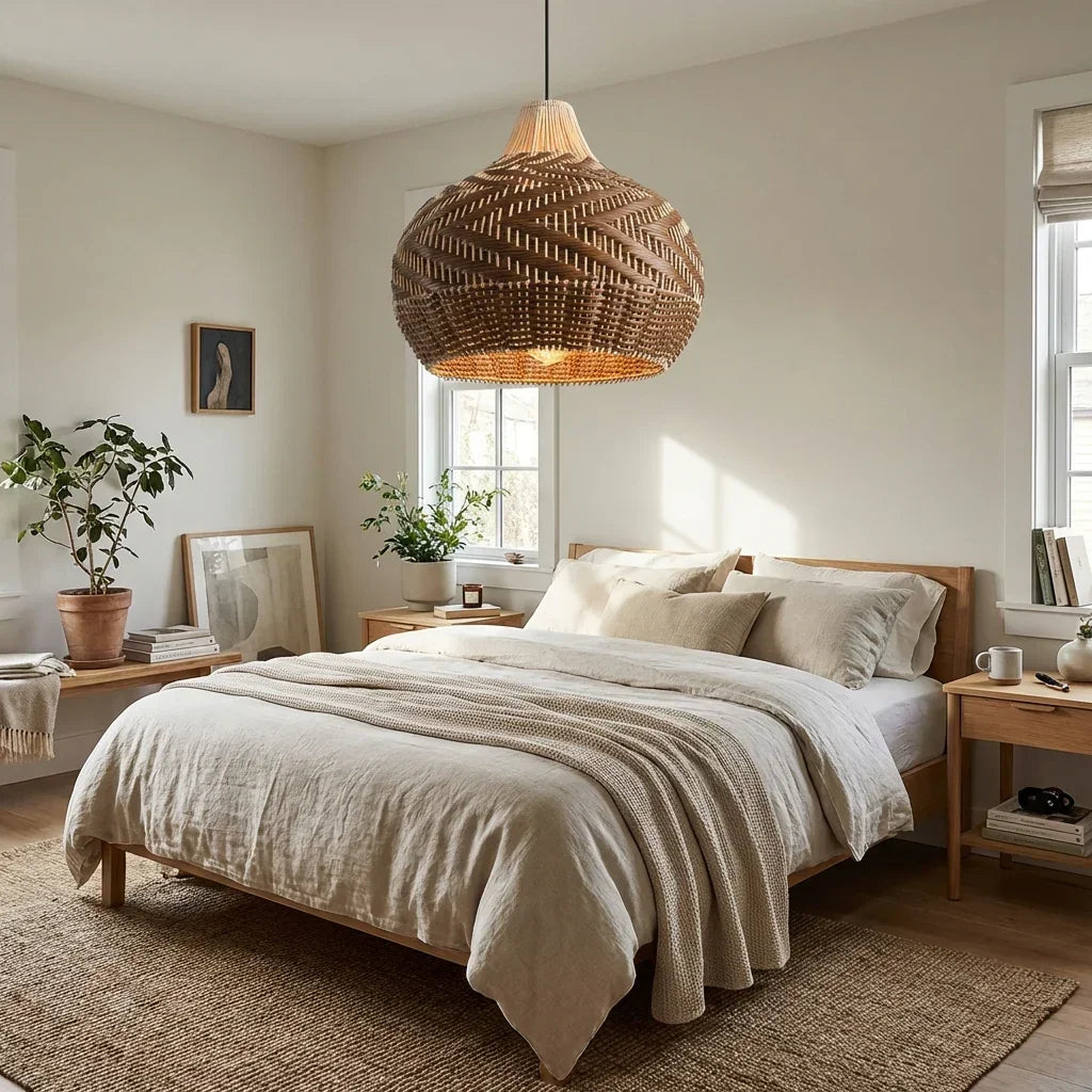 19" Tyrone Bohemian Handwoven Rattan Island Pendant Light