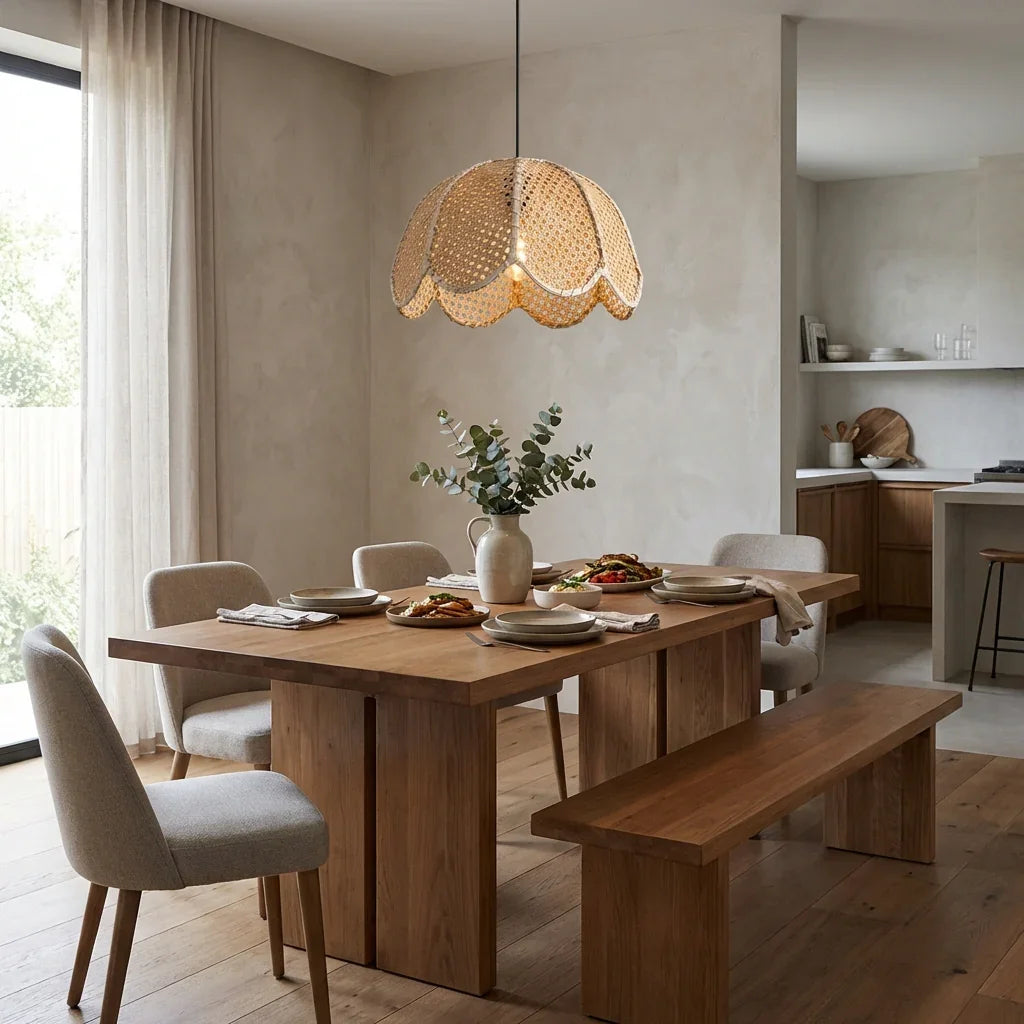 16" Verne Bohemian Handwoven Rattan Island Pendant Light