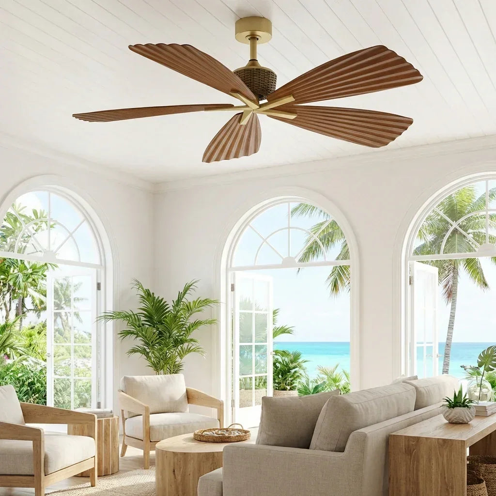 56" Porter Soft Brass IP66 Outdoor Downrod Mount Ceiling Fan