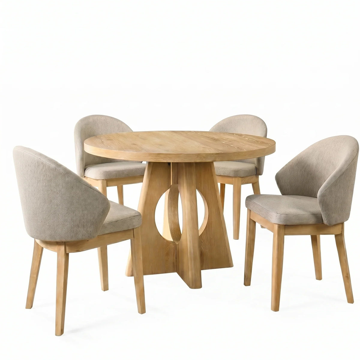 Ozark 5-Piece Oak Round Dining Table Set with 4 Side Chairs