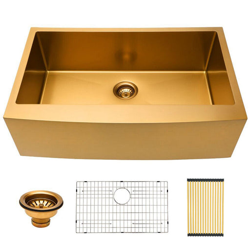 Kitchen Sink Gold Single Bowl Kitchen Sink - ParrotUncle