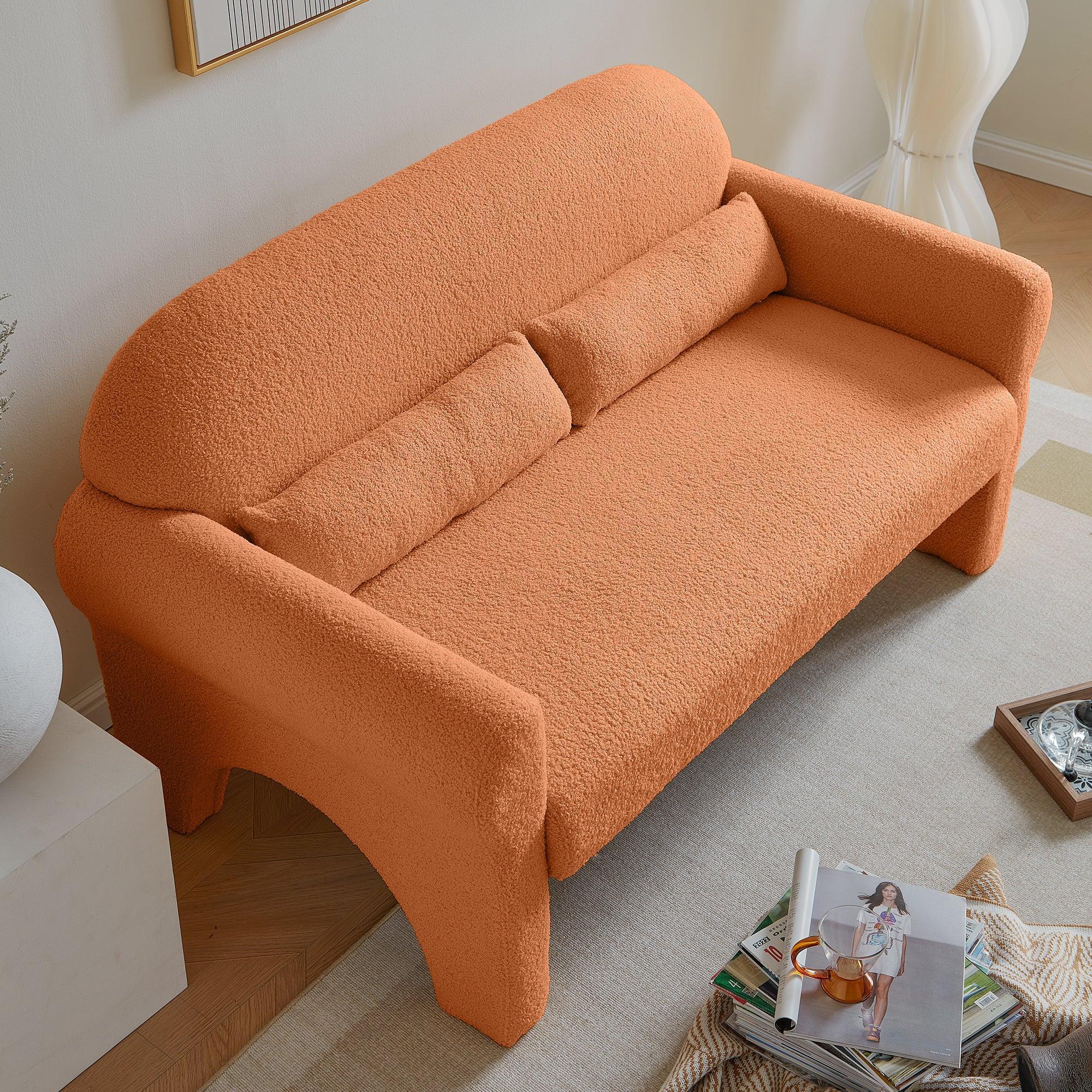 Modern Lambs Wool Fabric Loveseat for Living Room - ParrotUncle