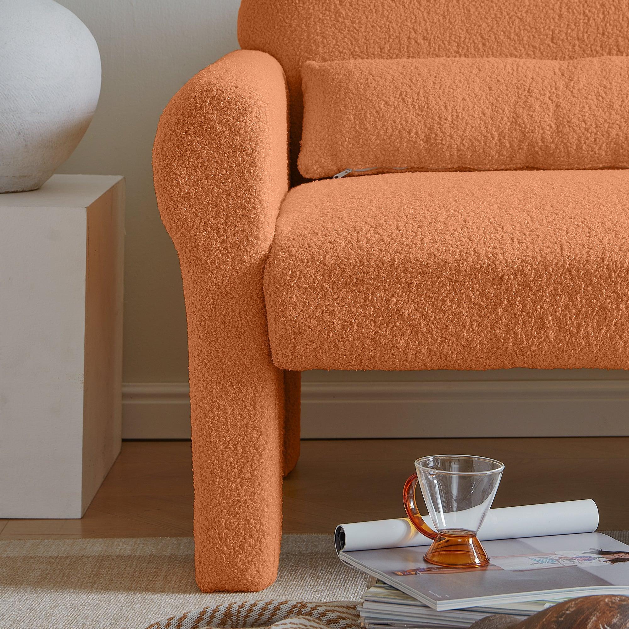 Modern Lambs Wool Fabric Loveseat for Living Room - ParrotUncle