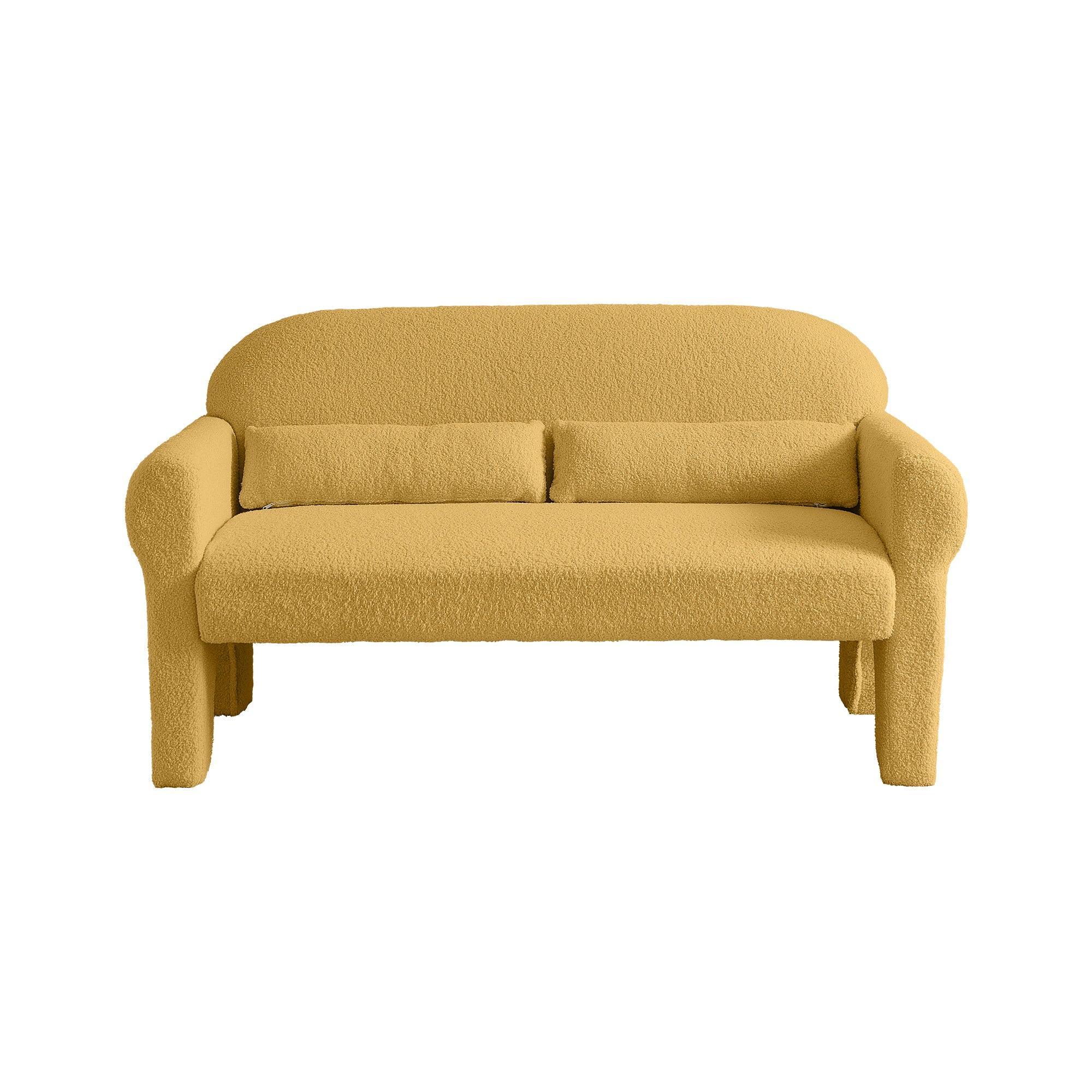 Modern Lambs Wool Fabric Loveseat for Living Room - ParrotUncle