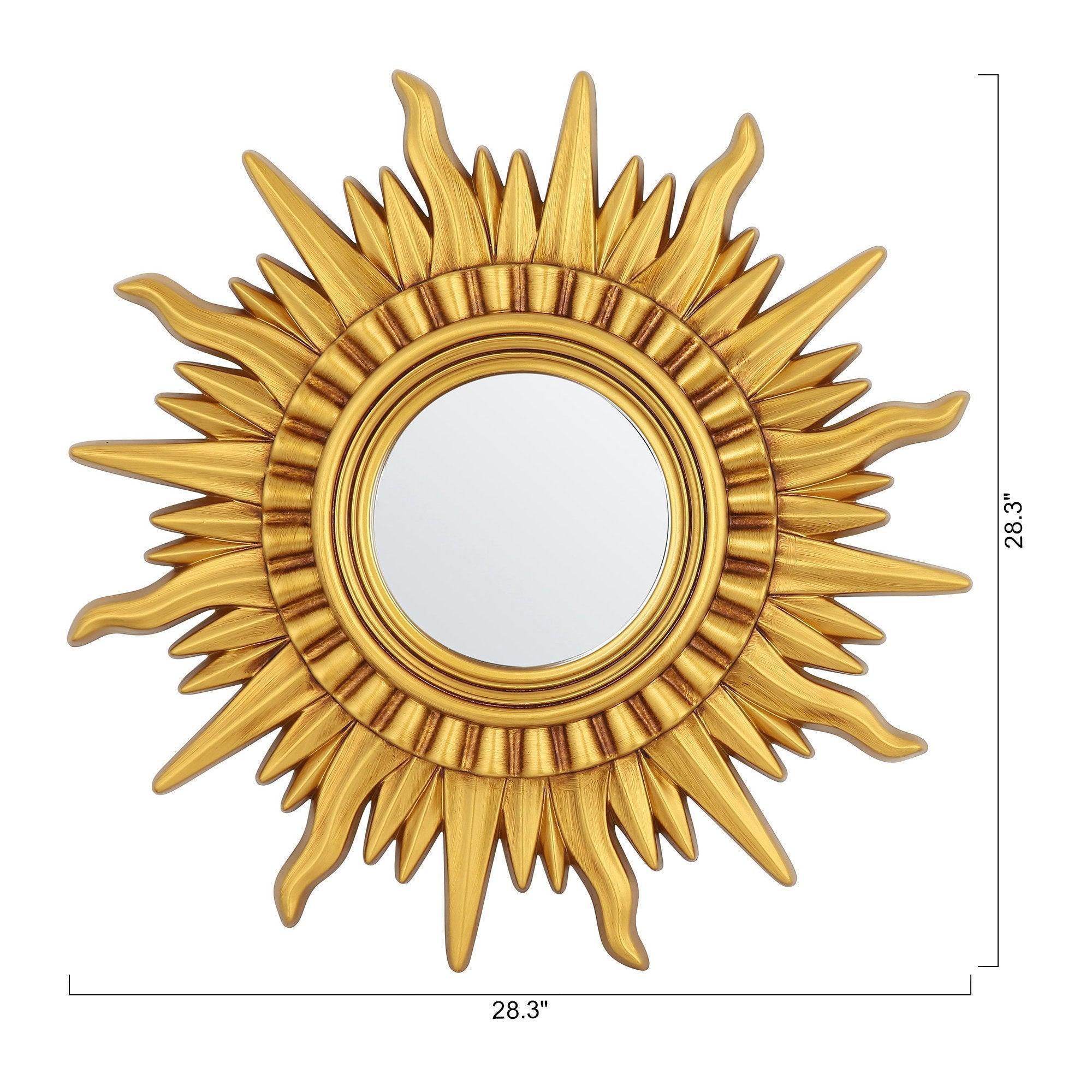 Modern Sunburst Golden Mirror Antiqued Casual Wall Decoration - ParrotUncle