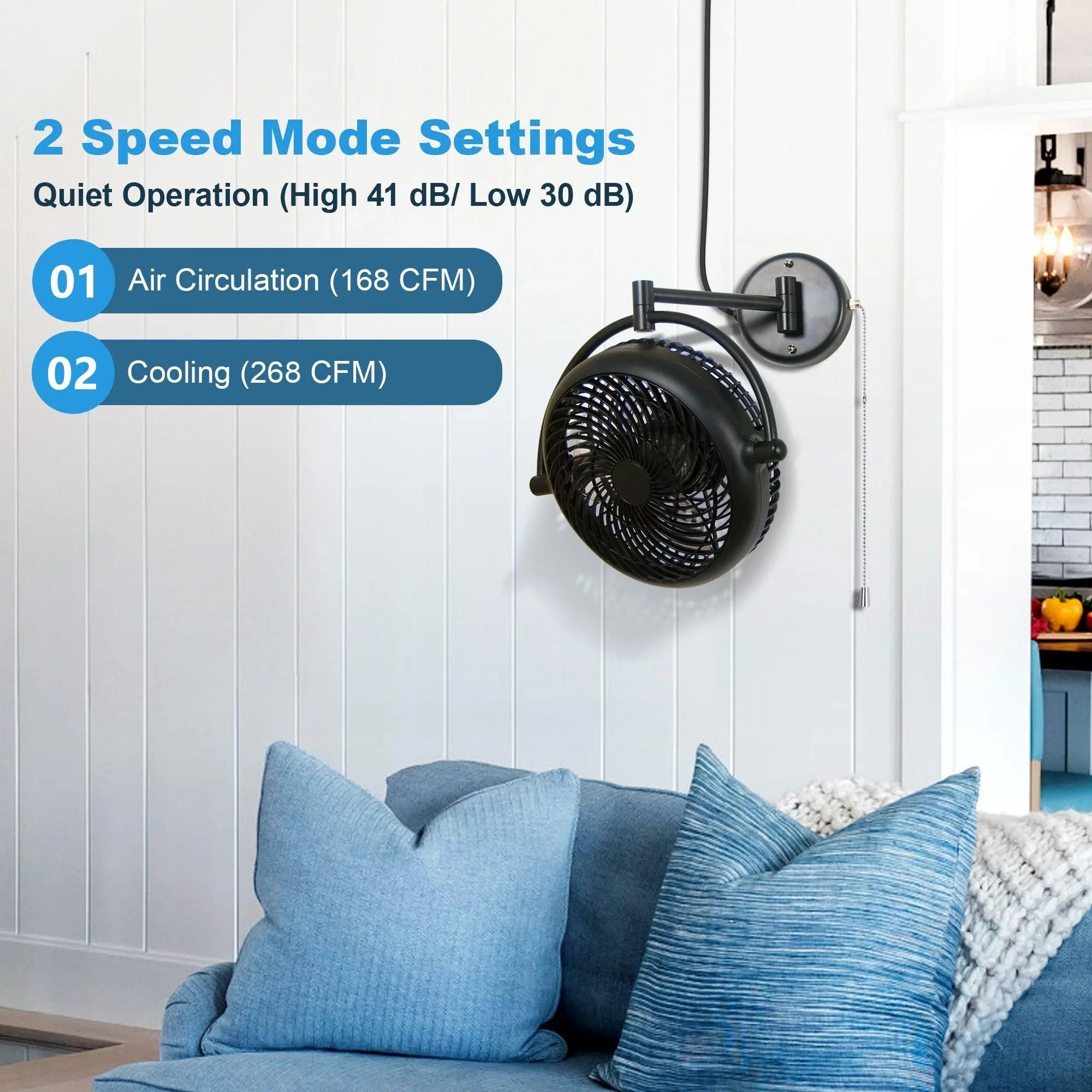Parrot Uncle 13" Industrial Ceiling Fan with Pull Chain Electric Fans for Personal Use - ParrotUncle