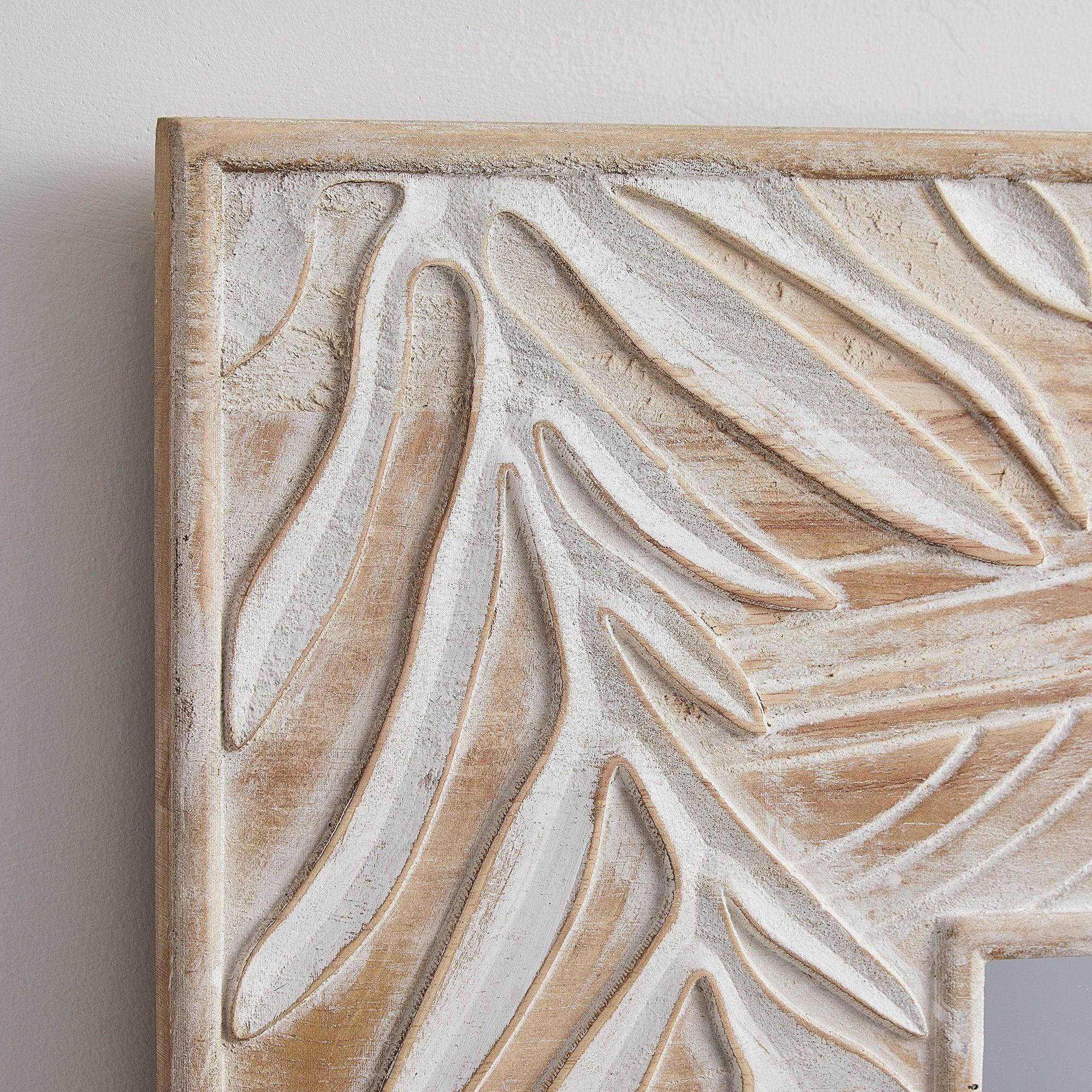 Parrot Uncle Frame for Mirrors Traditional Square Mirror Vintage Wall Decoration with Leaf Pattern - ParrotUncle