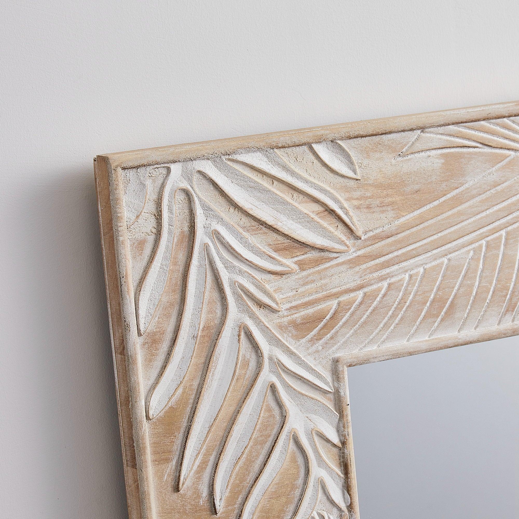 Parrot Uncle Frame for Mirrors Traditional Square Mirror Vintage Wall Decoration with Leaf Pattern - ParrotUncle