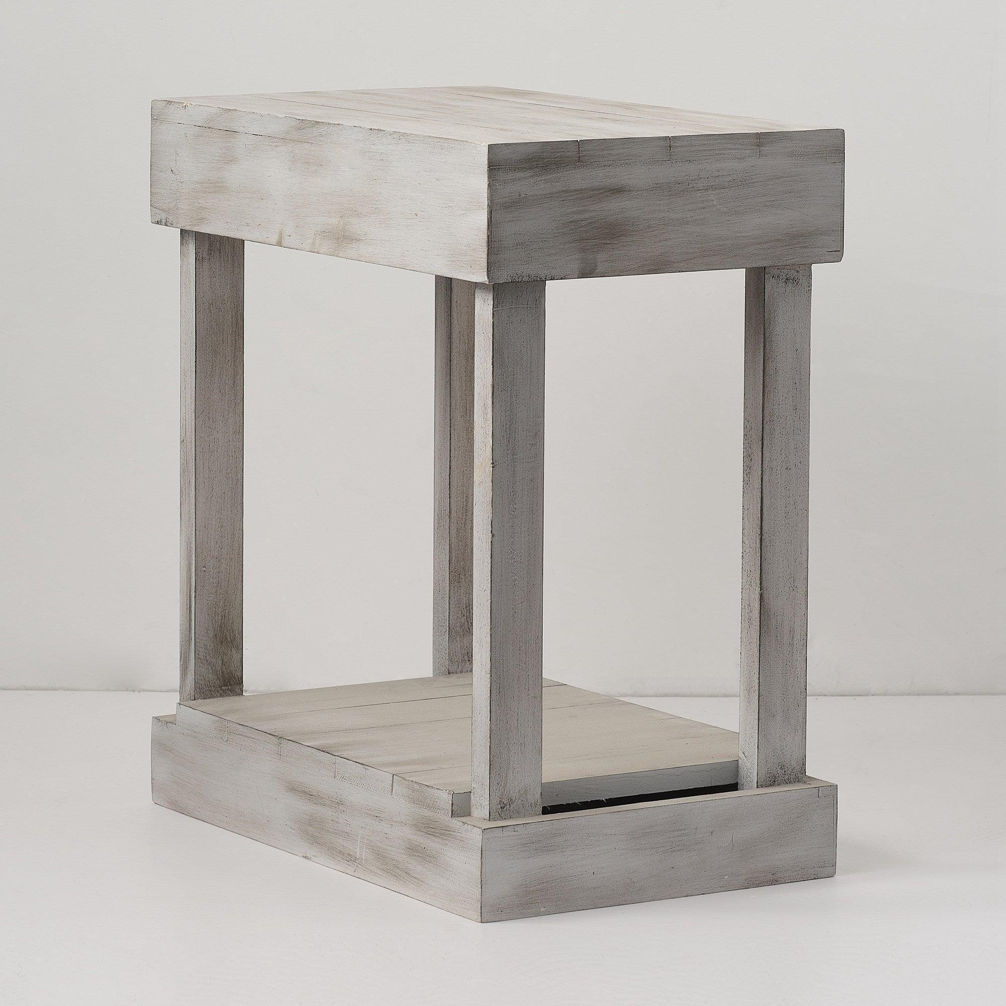 Rustic Wood Square End Table with Shelf - ParrotUncle