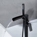 Single-Handle Freestanding Floor Mount Roman Tub Faucet Bathtub Filler with Hand Shower in Matte Black - ParrotUncle