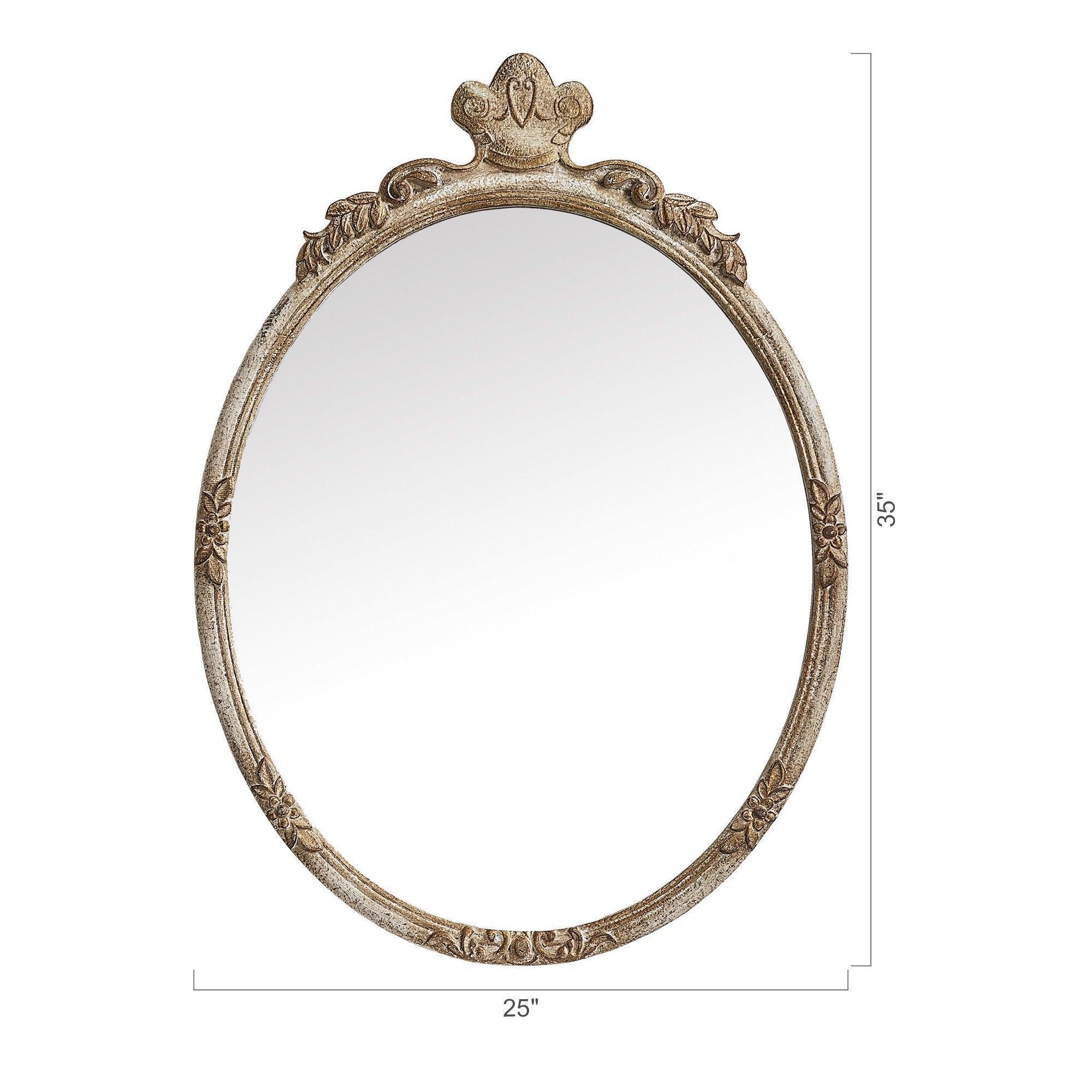 Traditioanl Oval Mirror With Wood Frame Rustic Decor Wall Mirror - ParrotUncle