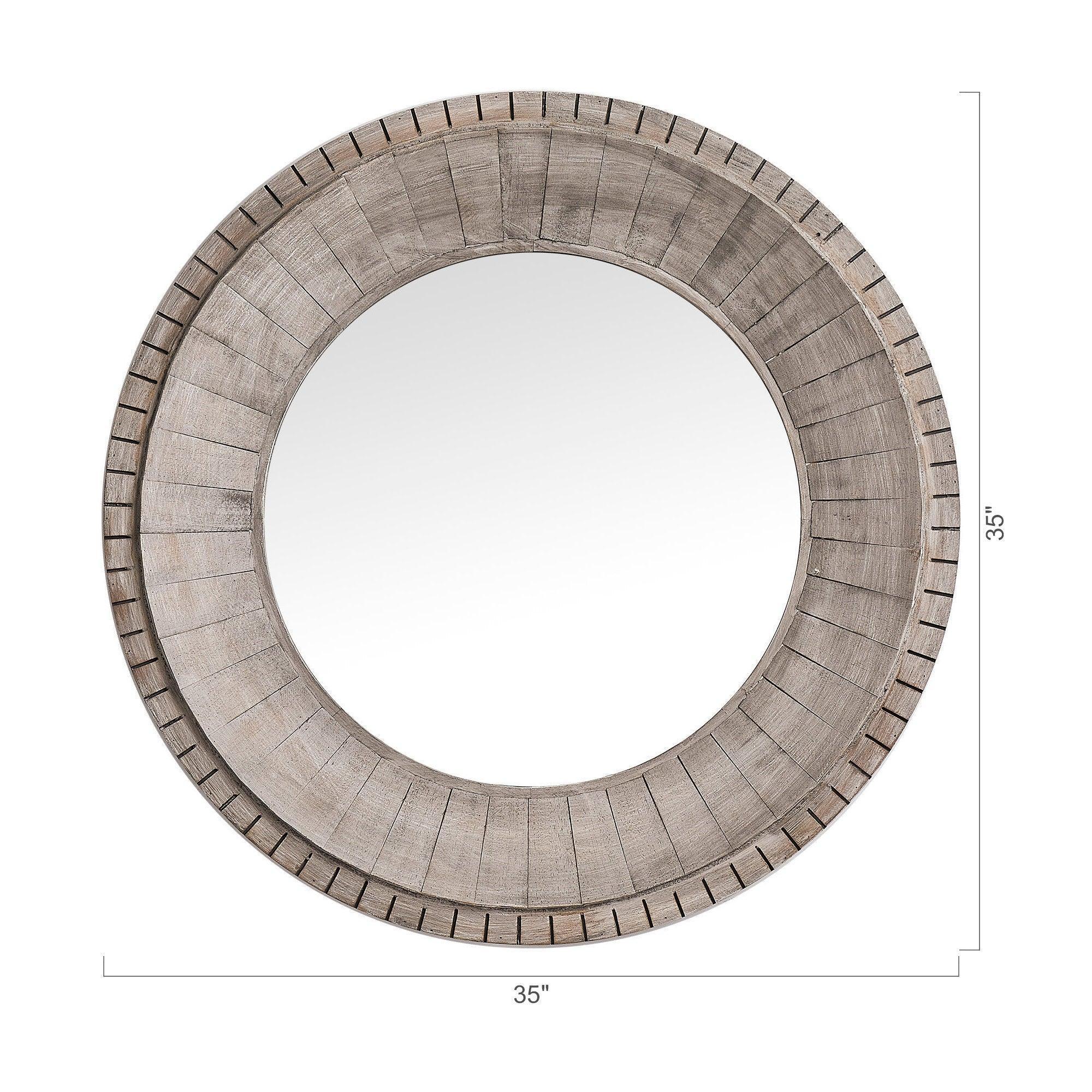Traditional Grey Round Mirror Wall Decoration - ParrotUncle