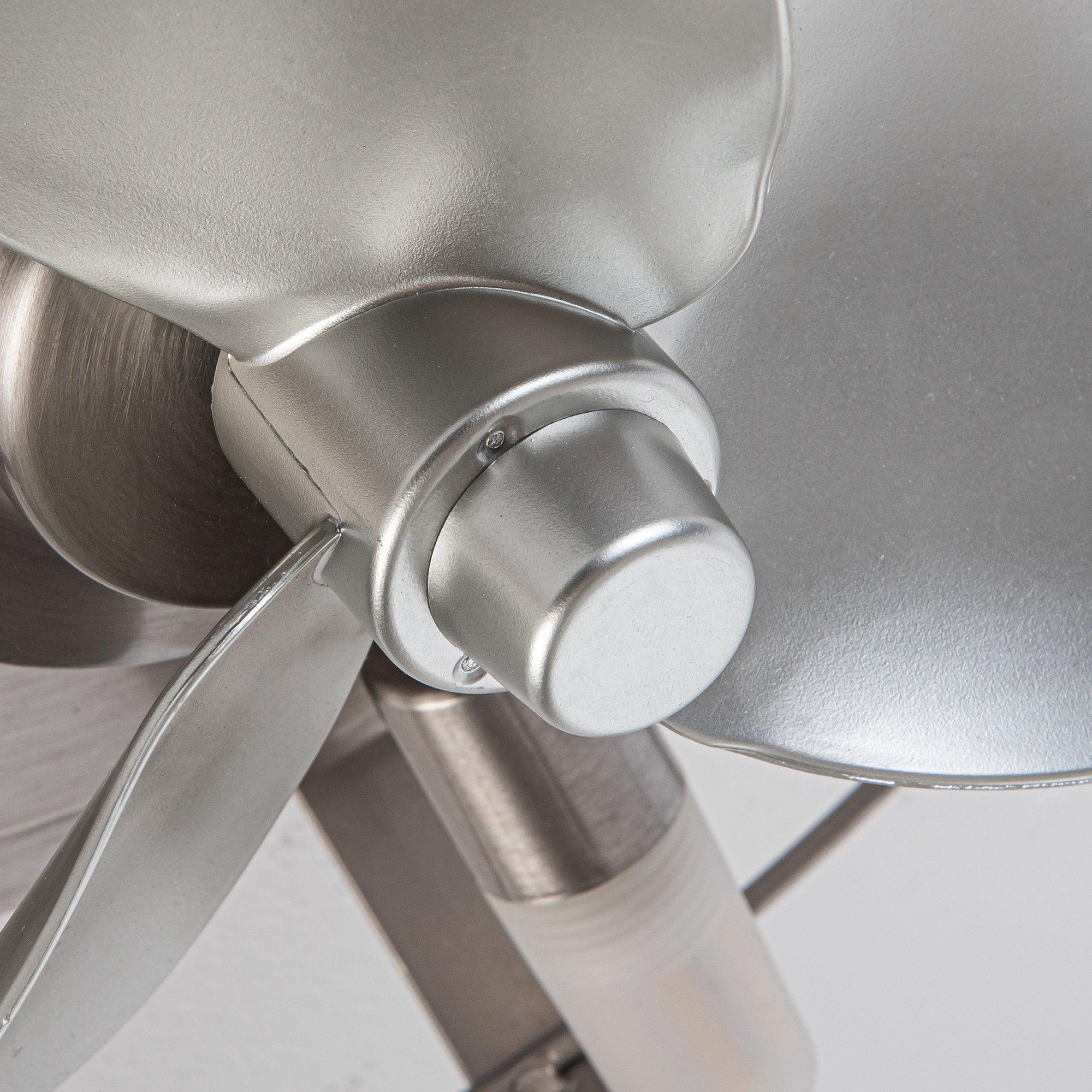 12" Industrial DC Motor Satin Nickel Flush Mount Reversible Iron Ceiling Fan with Lighting and Remote Control - ParrotUncle