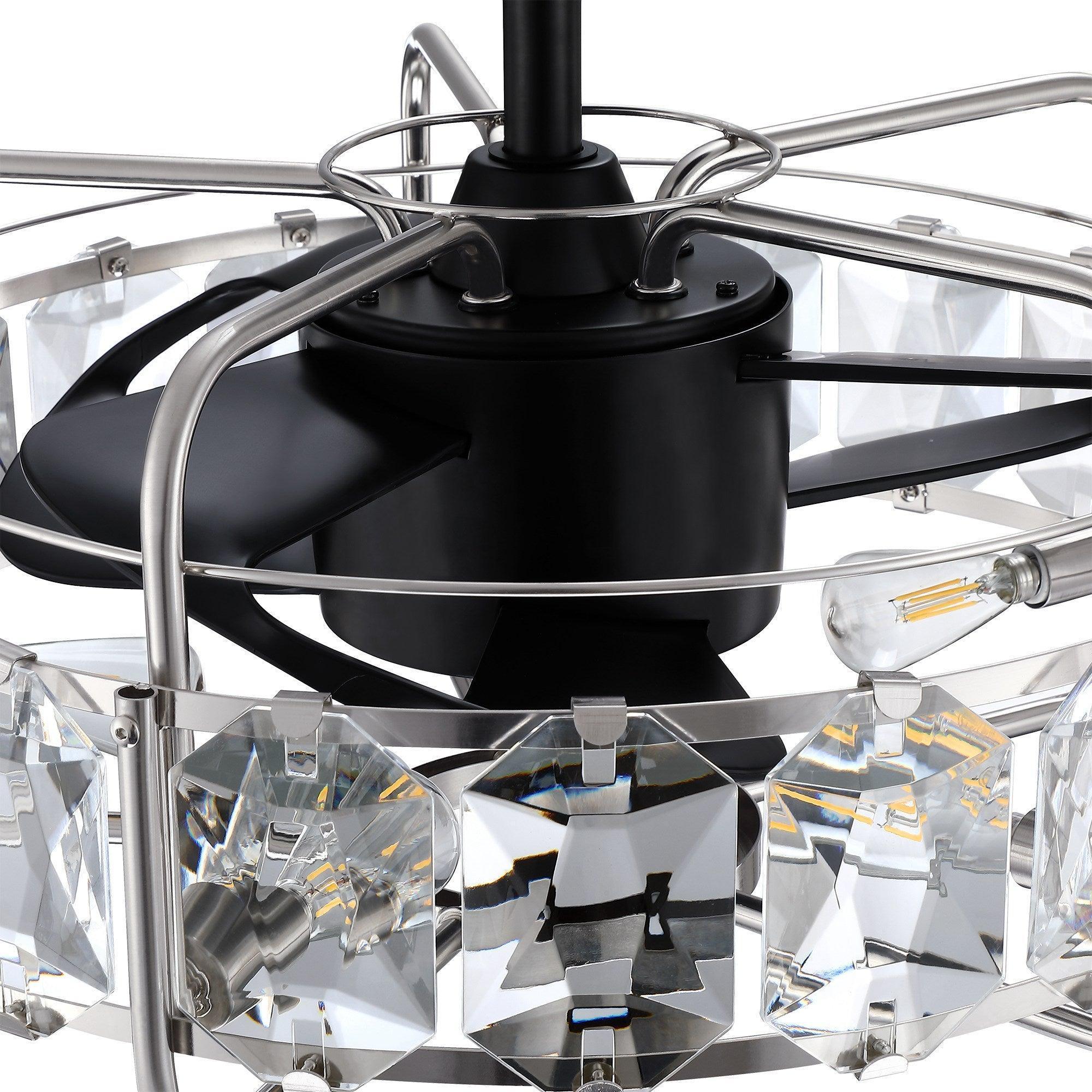 23" Modern DC Motor Downrod Mount Reversible Fandelier Ceiling Fan with Lighting and Remote Control - ParrotUncle