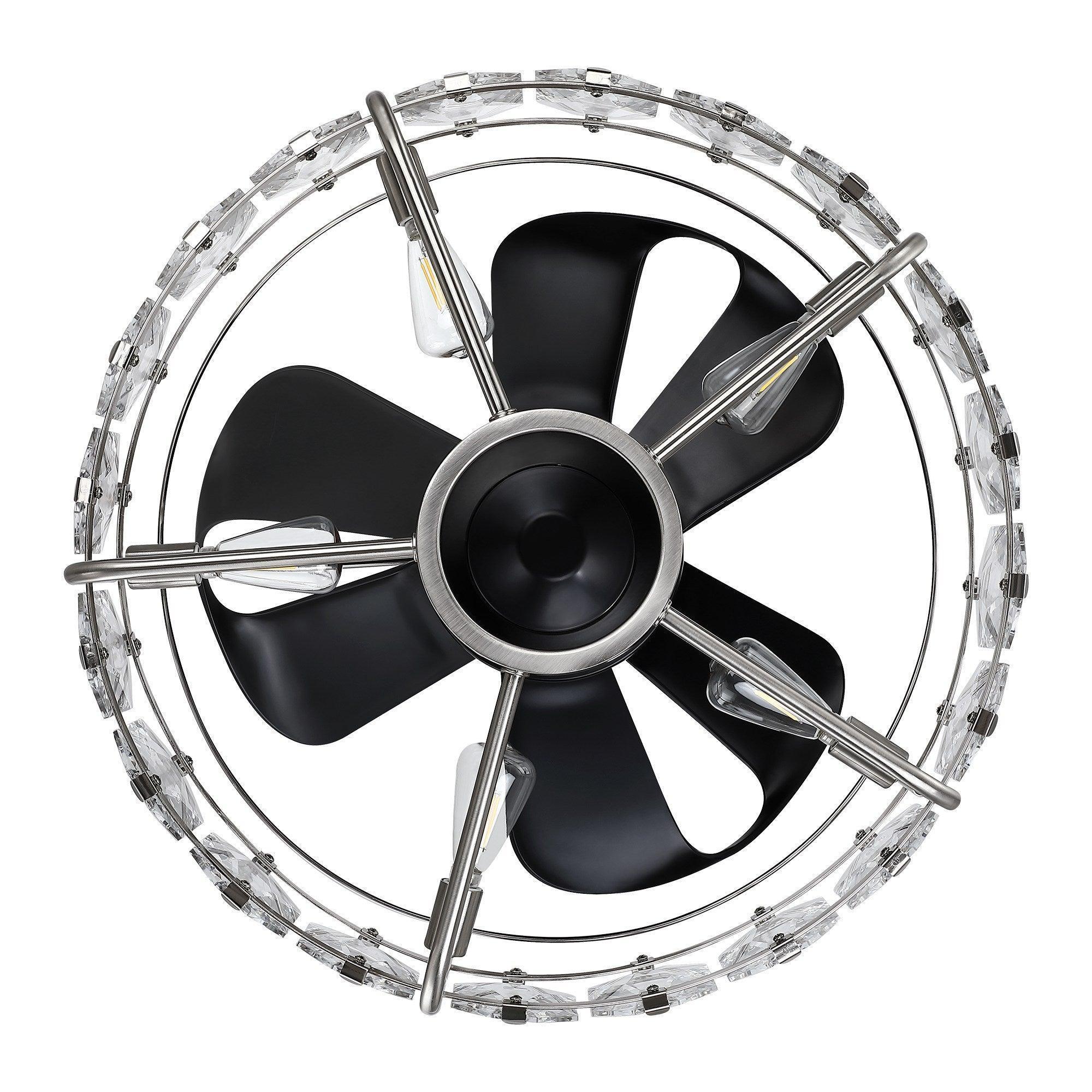 23" Modern DC Motor Downrod Mount Reversible Fandelier Ceiling Fan with Lighting and Remote Control - ParrotUncle