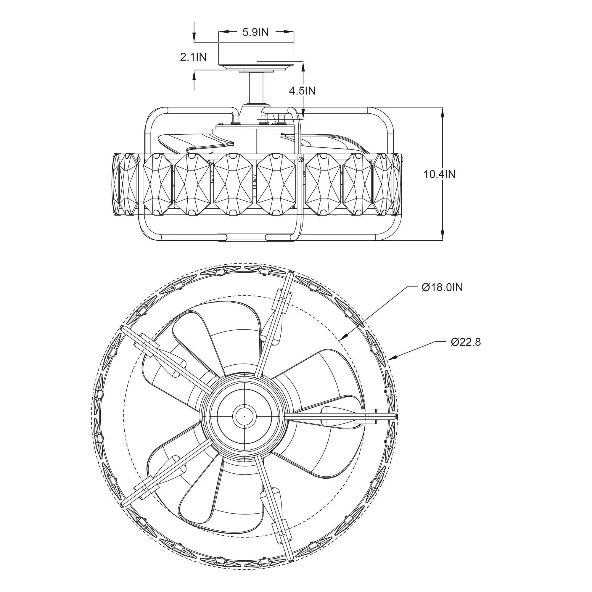 23" Modern DC Motor Downrod Mount Reversible Fandelier Ceiling Fan with Lighting and Remote Control - ParrotUncle
