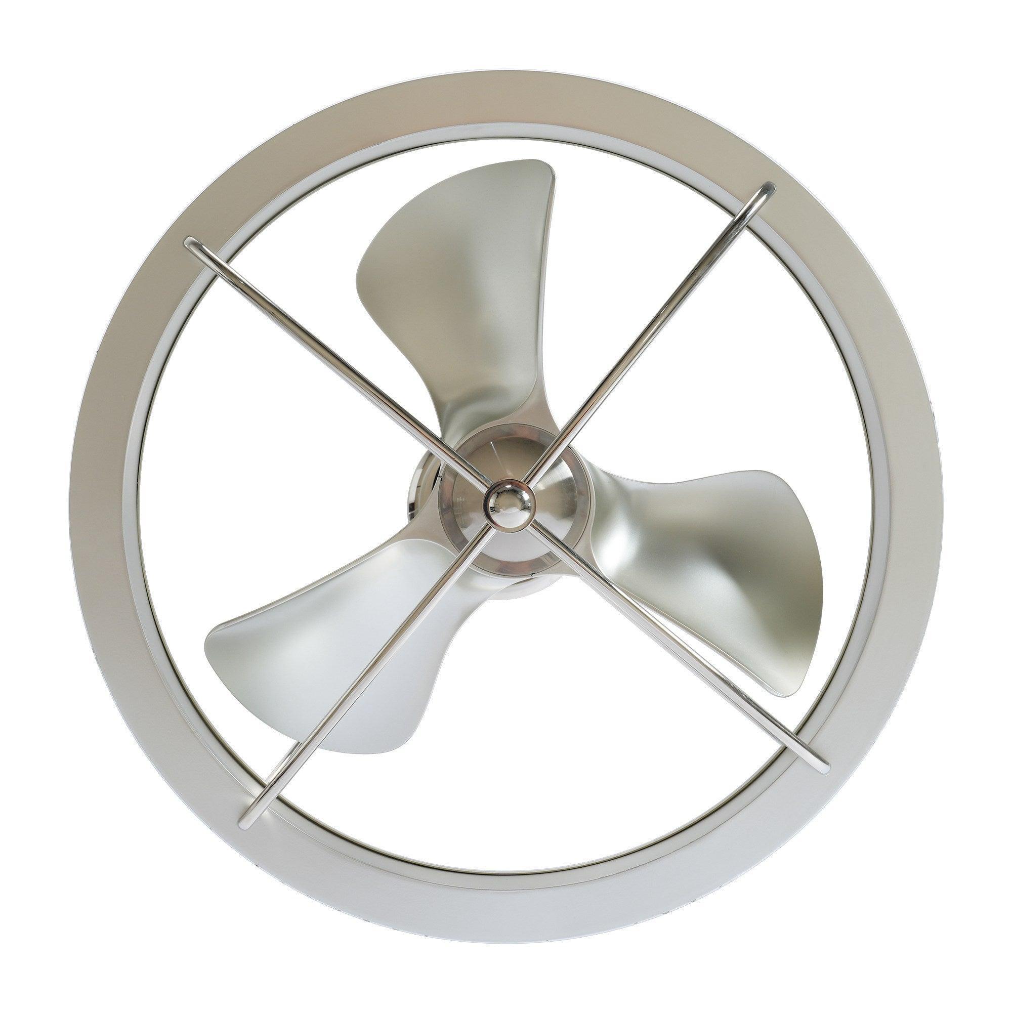 27" Industrial DC Motor Brushed Nickel Downrod Mount Reversible Crystal Ceiling Fan with Lighting and Remote Control - ParrotUncle