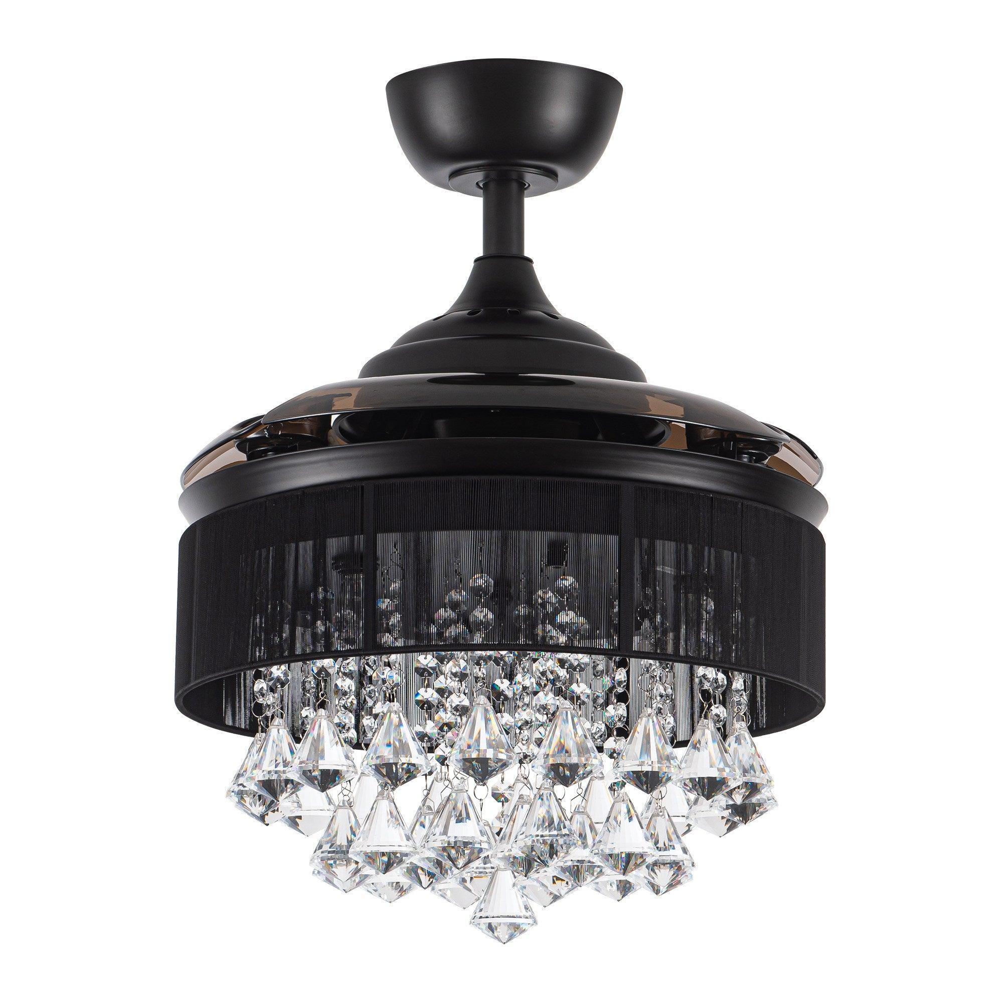 36" Bangaiore Modern Downrod Mount Crystal Ceiling Fan with Lighting and Remote Control - ParrotUncle