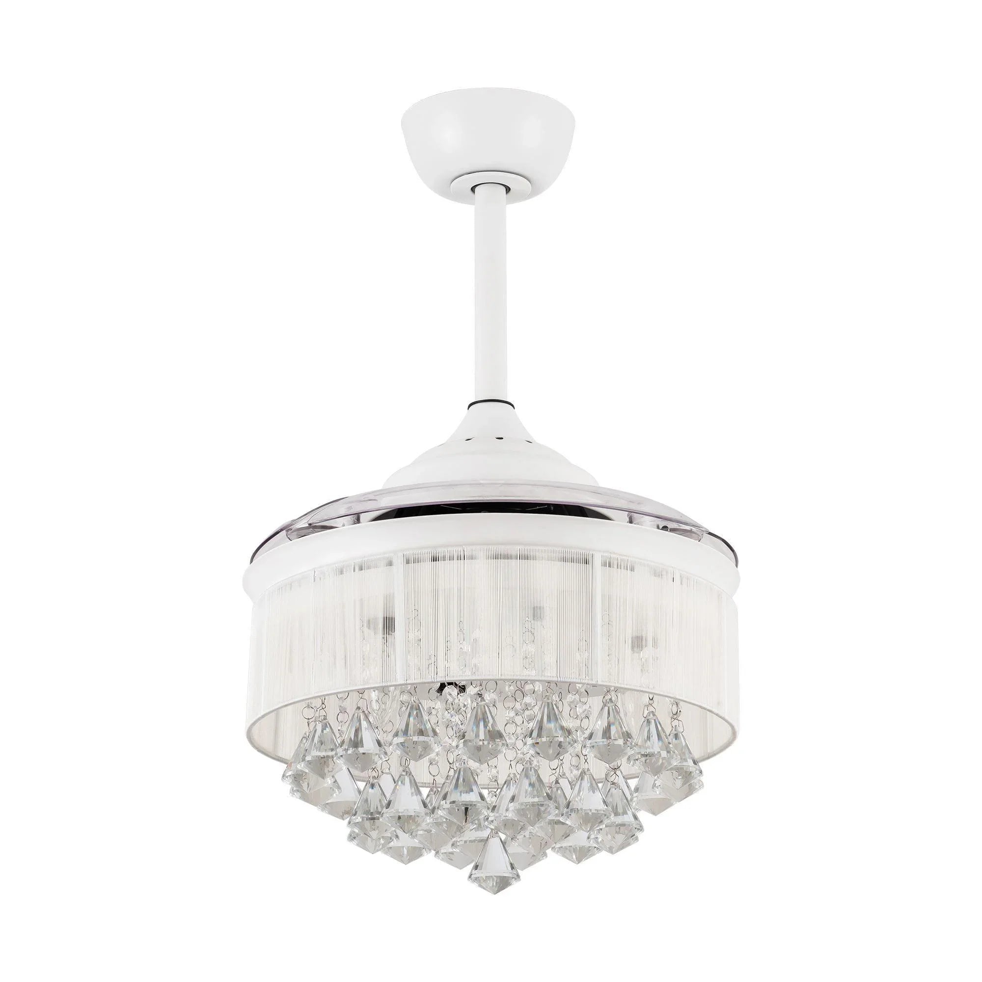 36" Bangaiore Modern Downrod Mount Crystal Ceiling Fan with Lighting and Remote Control - ParrotUncle