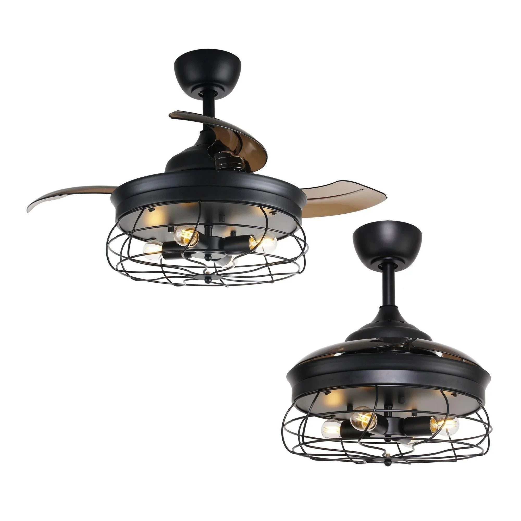 36" Benally Industrial Downrod Mount Ceiling Fan with Lighting and Remote Control - ParrotUncle