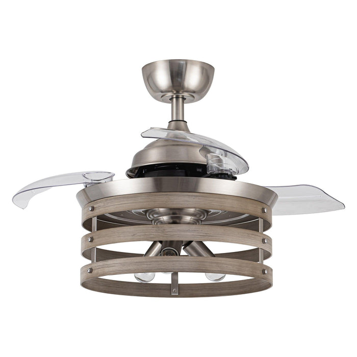 36" Caselli Industrial Brushed Nickel Downrod Mount Ceiling Fan with Lighting and Remote Control - ParrotUncle