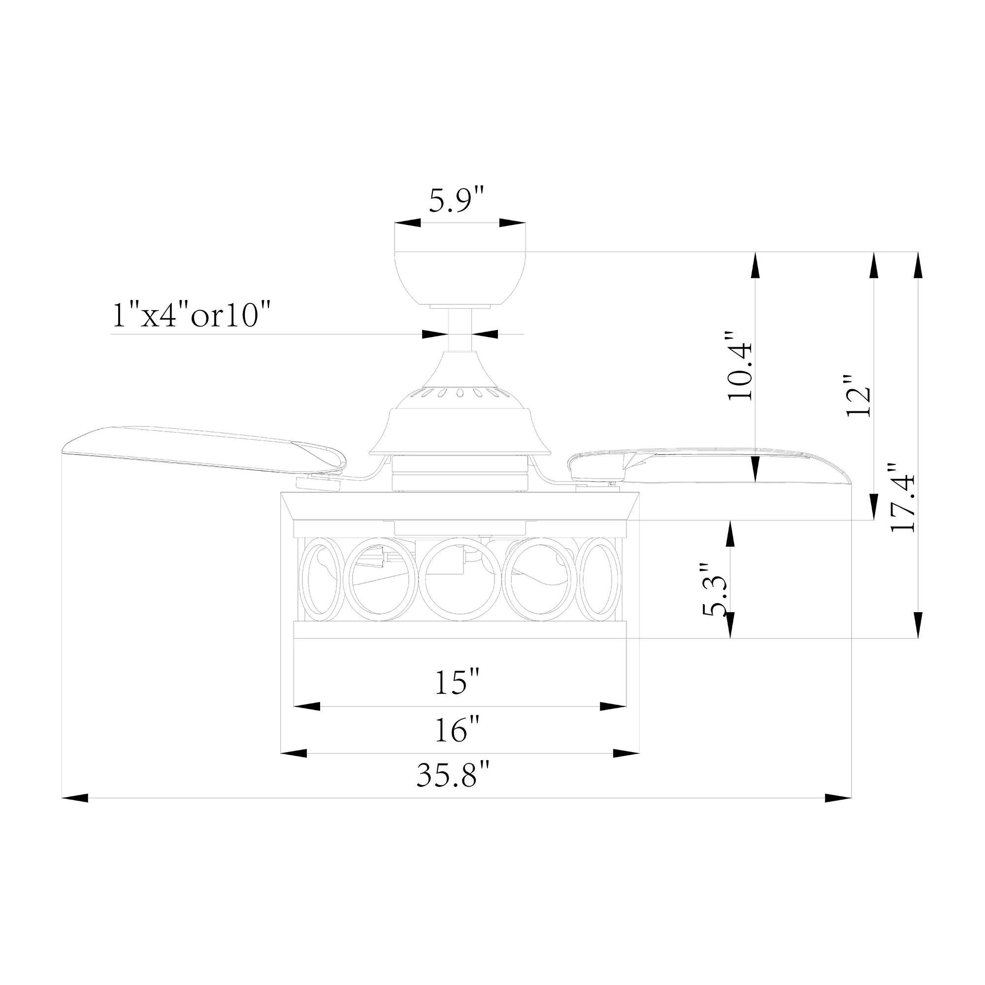 36" Mirelle Farmhouse Downrod Mount Ceiling Fan with Lighting and Wall Control - ParrotUncle