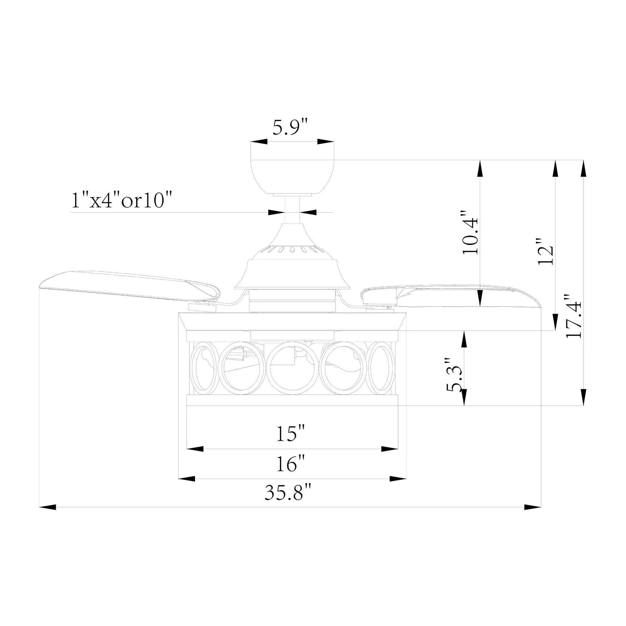 36" Mirelle Farmhouse Downrod Mount Ceiling Fan with Lighting and Wall Control - ParrotUncle