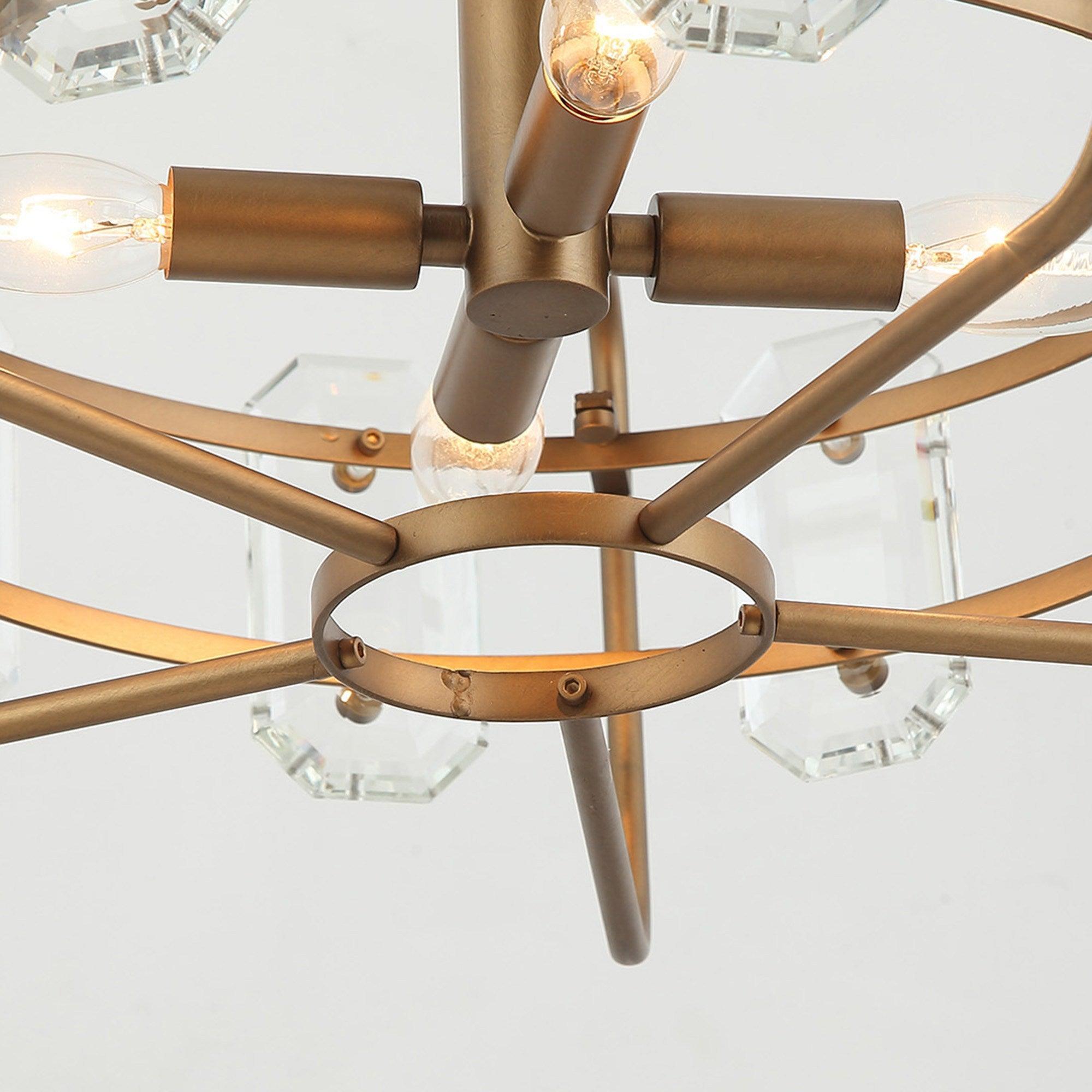 4-Light Golden Modern Crystal Pendant Light - ParrotUncle
