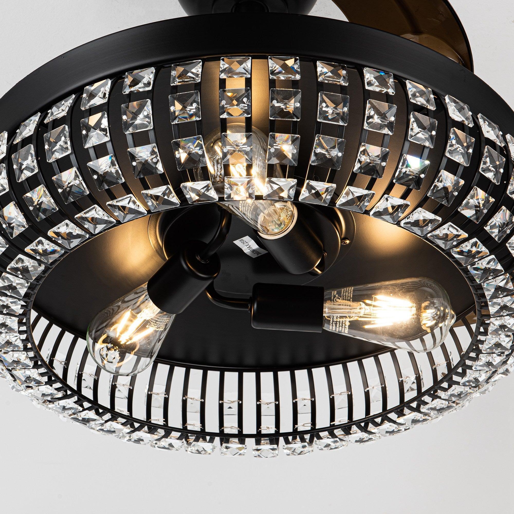 42" Modern Downrod Mount Crystal Ceiling Fan with Lighting and Remote Control - ParrotUncle