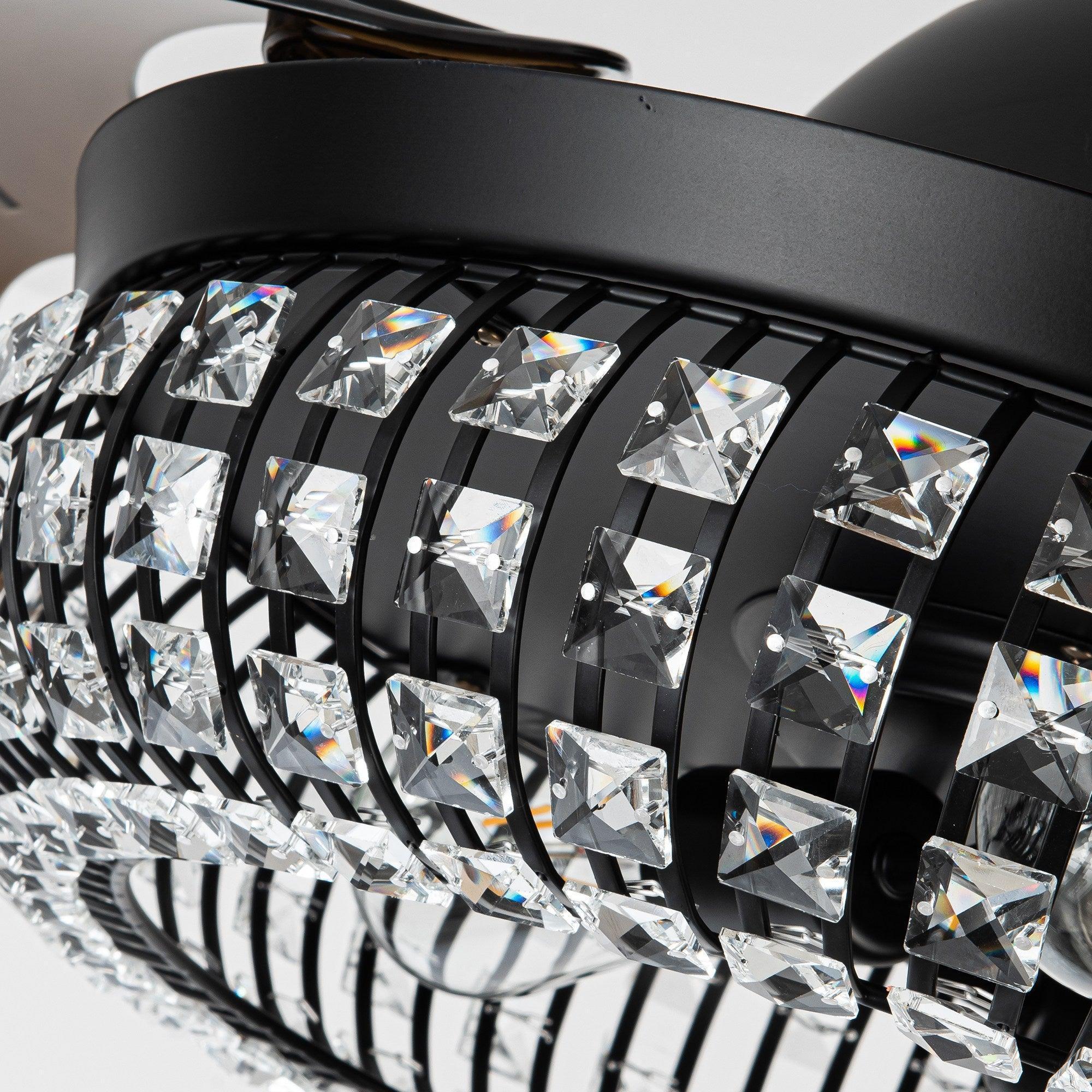 42" Modern Downrod Mount Crystal Ceiling Fan with Lighting and Remote Control - ParrotUncle