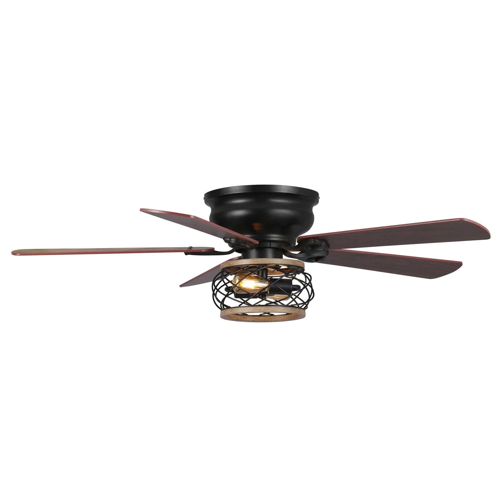 48"Antwerp Farmhouse Flush Mount Reversible Ceiling Fan with Lighting and Remote Control - ParrotUncle