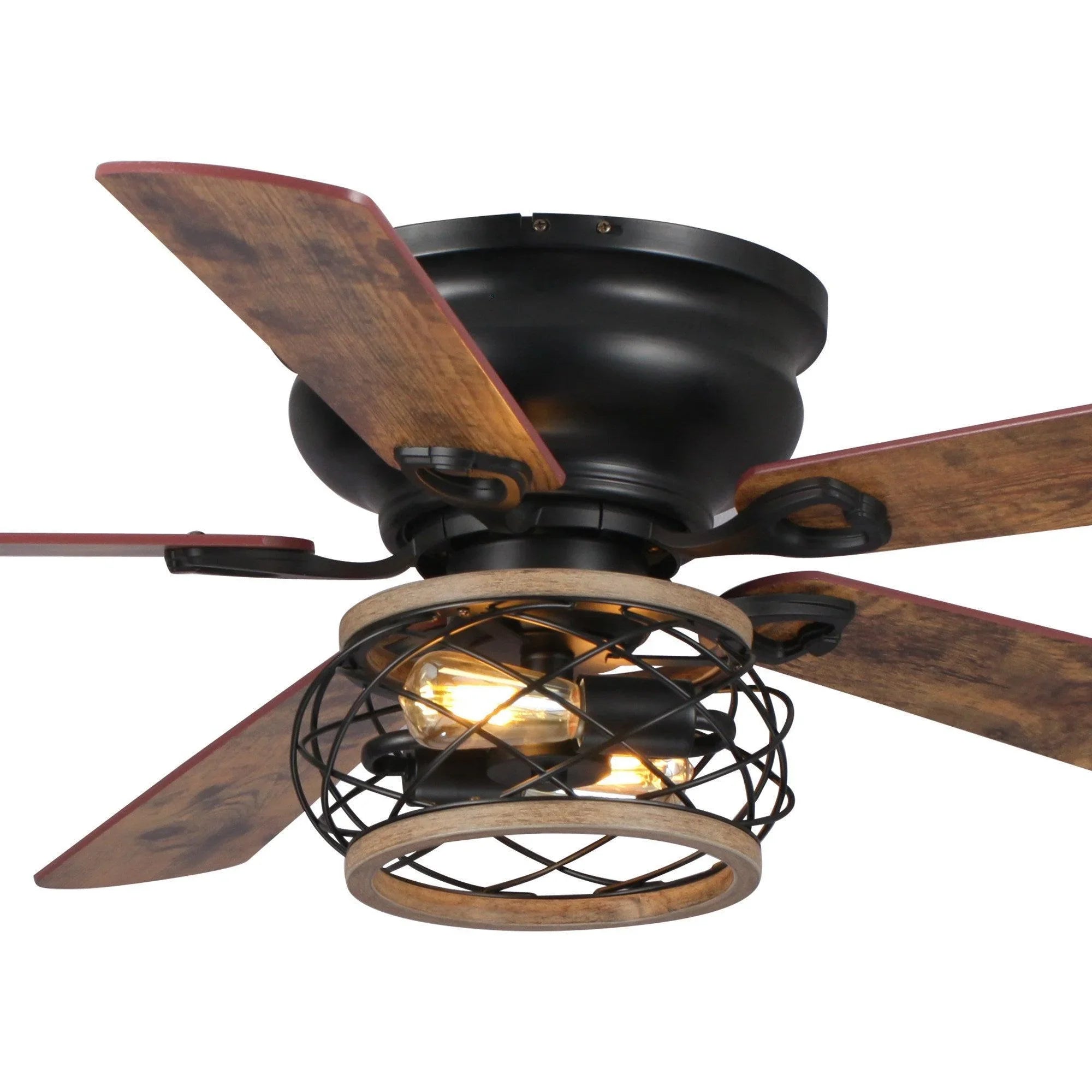 48"Antwerp Farmhouse Flush Mount Reversible Ceiling Fan with Lighting and Remote Control - ParrotUncle
