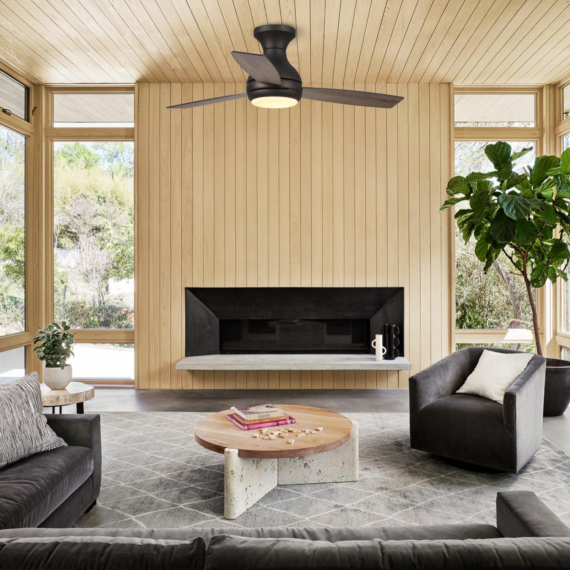 48" Beckette Modern Flush Mount Reversible Ceiling Fan with Lighting and Remote Control - ParrotUncle