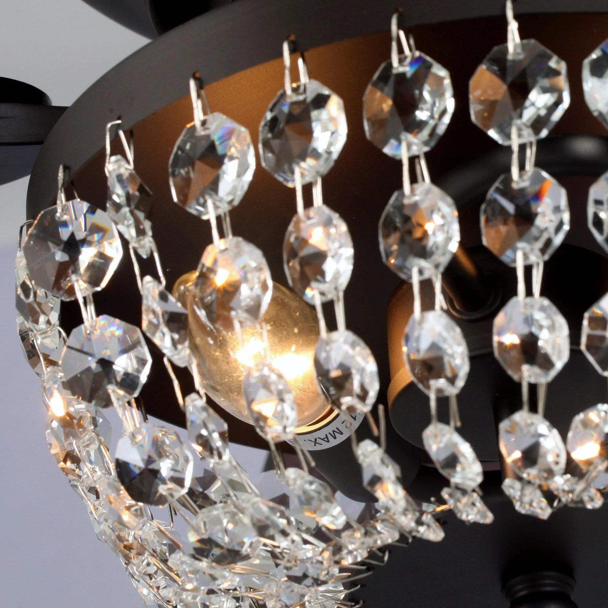 48" Modern Flush Mount Reversible Crytsal Ceiling Fan with Lighting and Remote Control - ParrotUncle