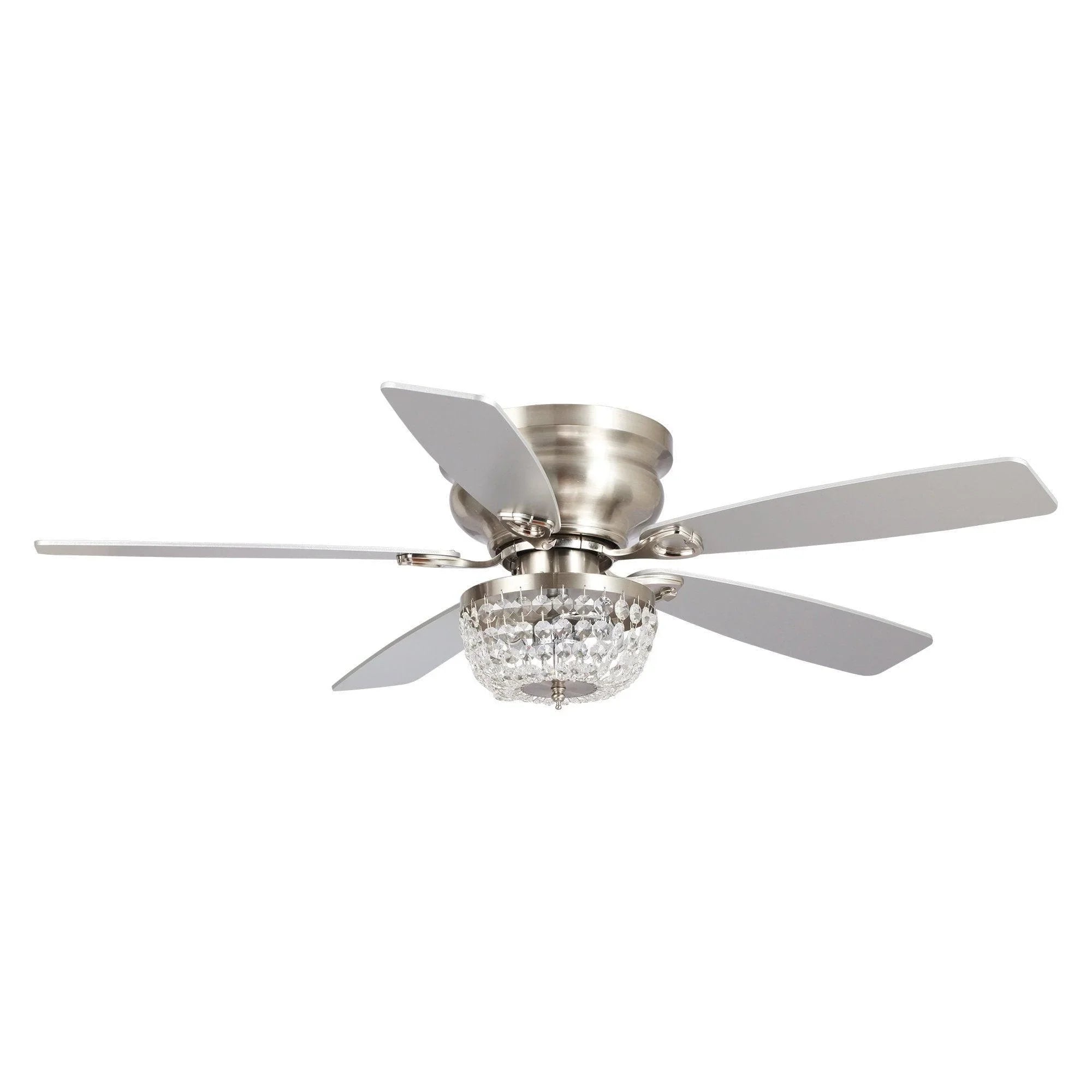 48" Modern Flush Mount Reversible Crytsal Ceiling Fan with Lighting and Remote Control - ParrotUncle