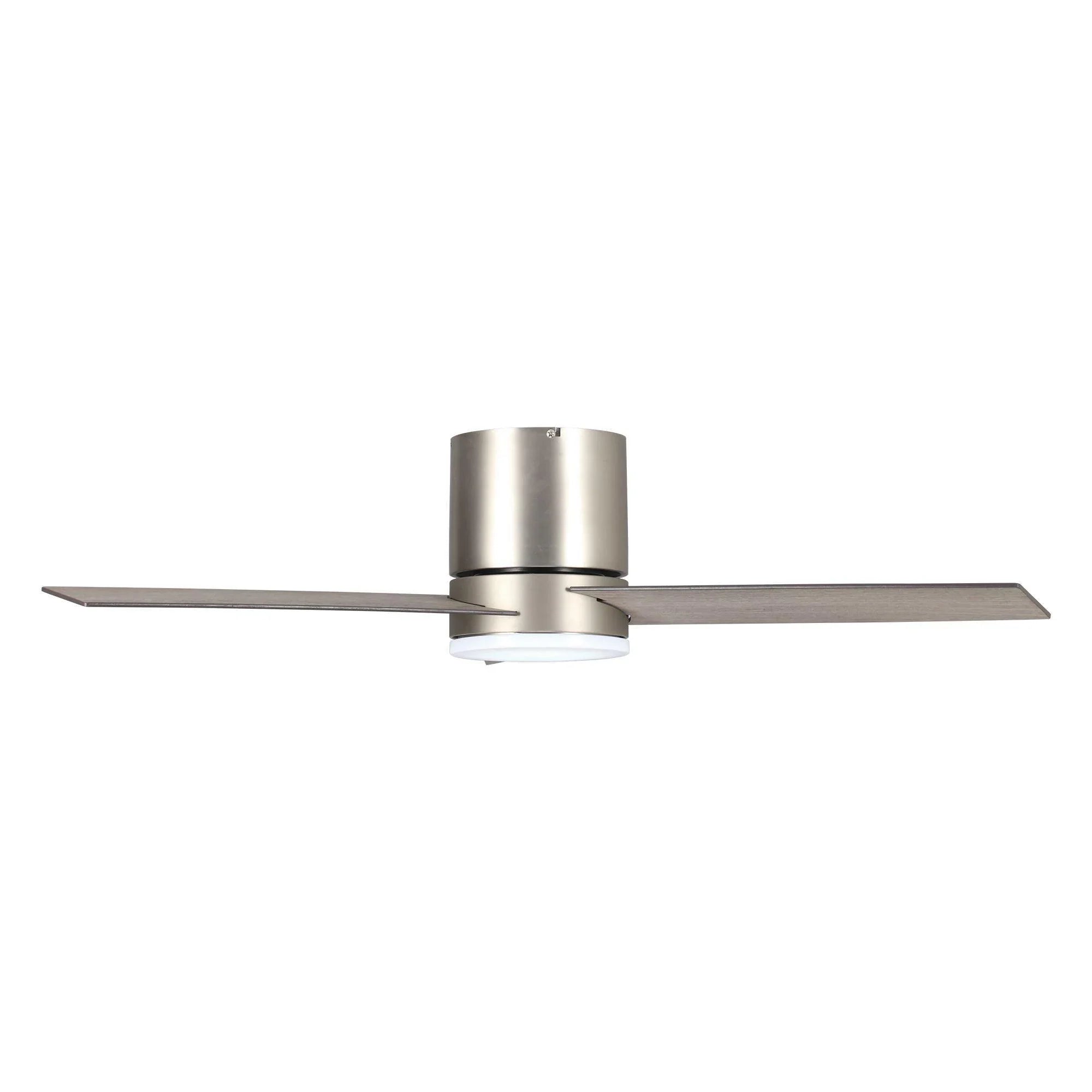 48" Modern Satin Nickel Flush Mount Reversible Ceiling Fan with Lighting and Remote Control - ParrotUncle