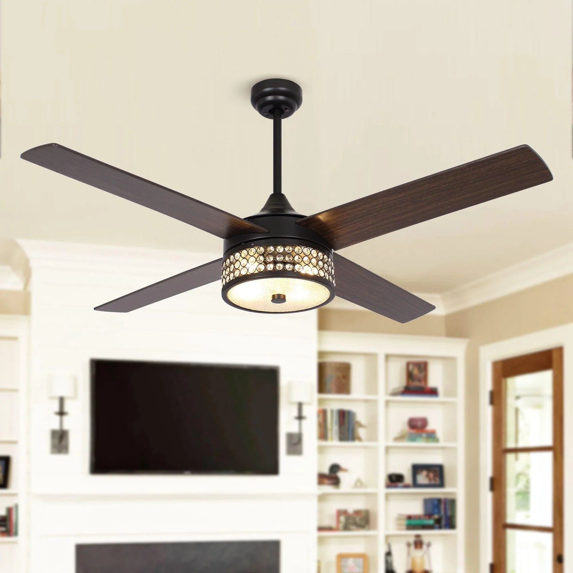 52" Cason Modern Downrod Mount Reversible Ceiling Fan with Lighting and Remote Control - ParrotUncle